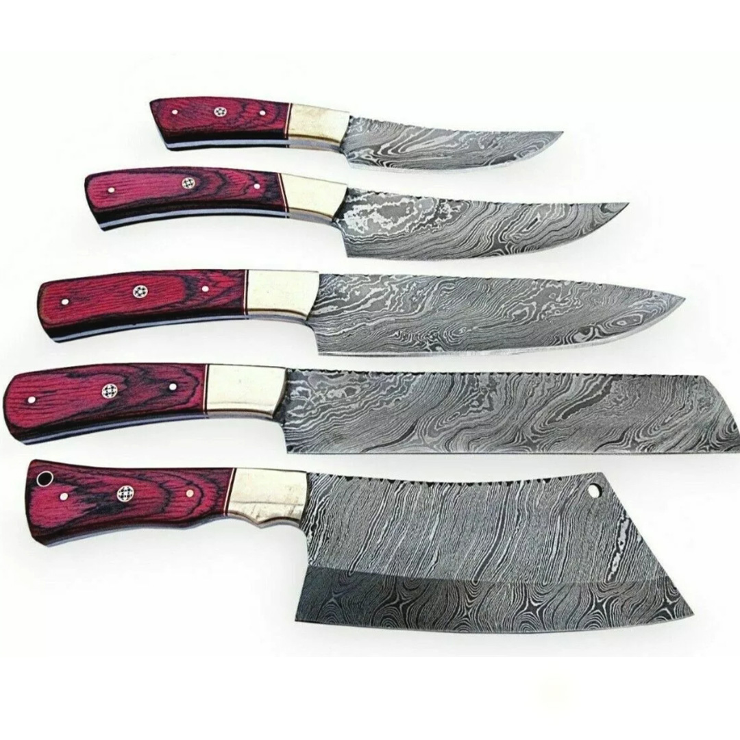 Custom Hand Damascus Steel Kitchen Knives Set Inspire Uplift