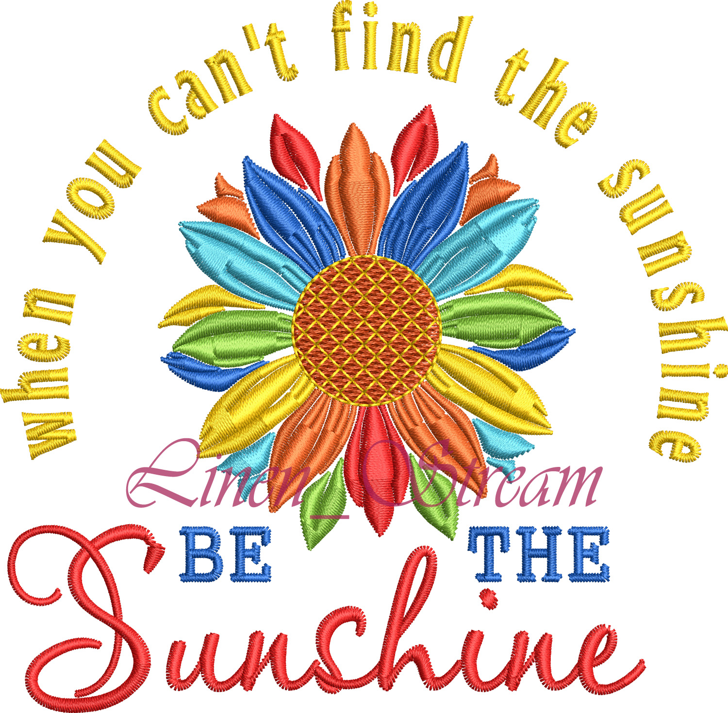 Sunshine Machine embroidery design in 8 formats and 3 sizes Inspire