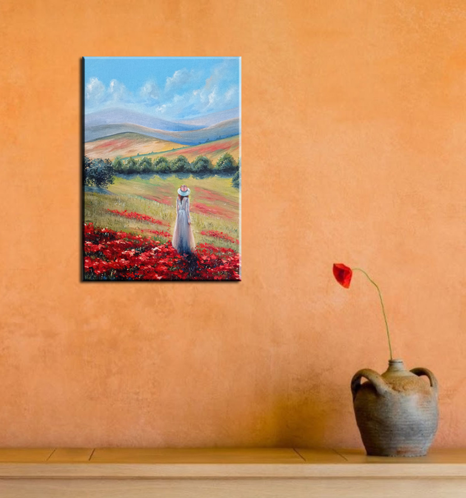 Poppy Field Painting Tuscany Original Art Italy Painting Wom - Inspire ...