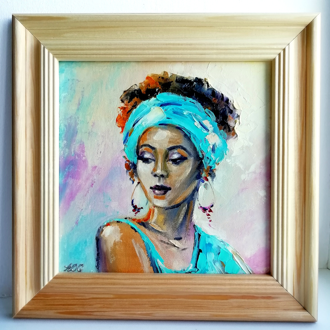 African American Painting Woman Original Art Portrait Oil Pa Inspire