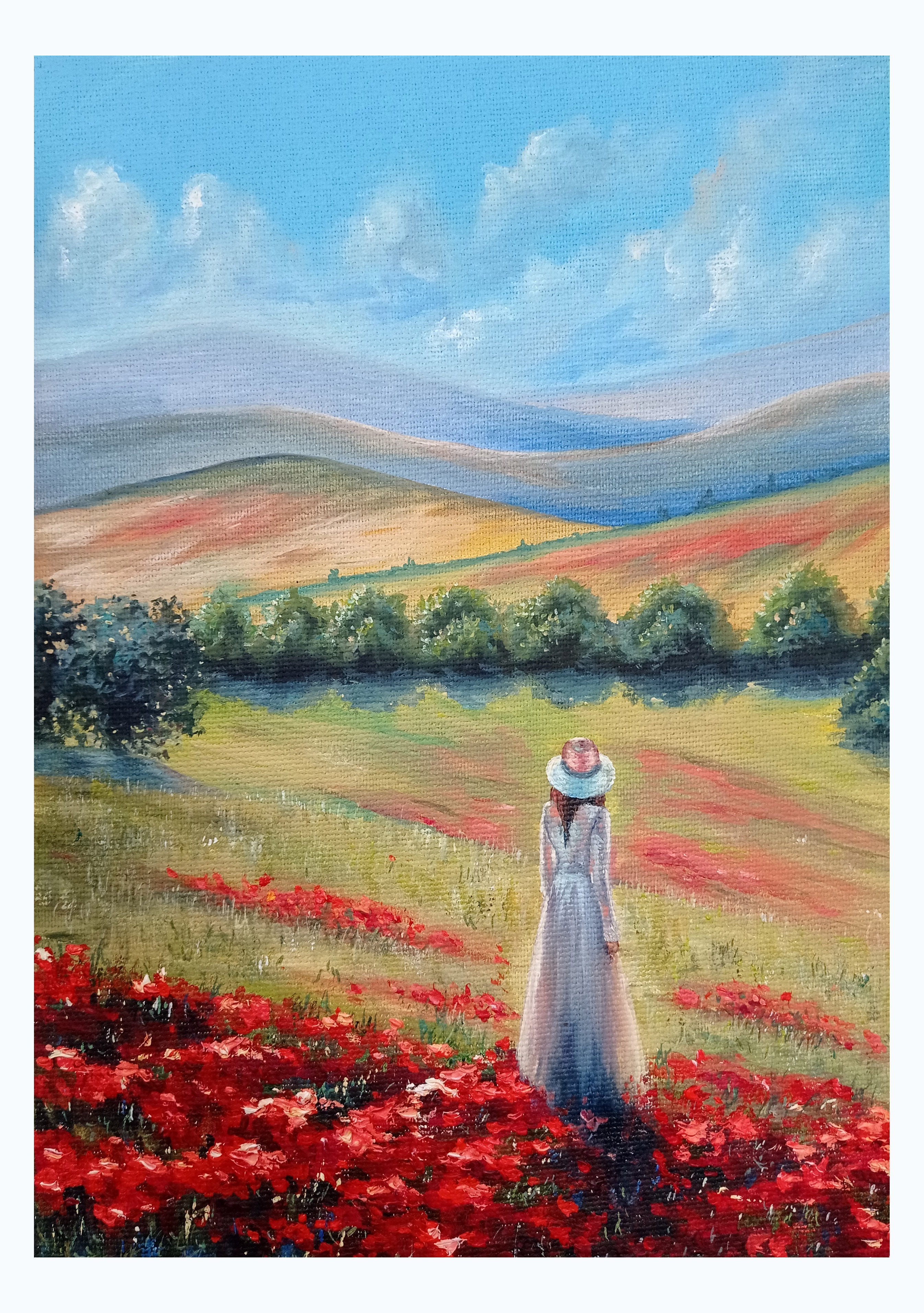 Poppy Field Painting Tuscany Original Art Italy Painting Wom | Inspire ...
