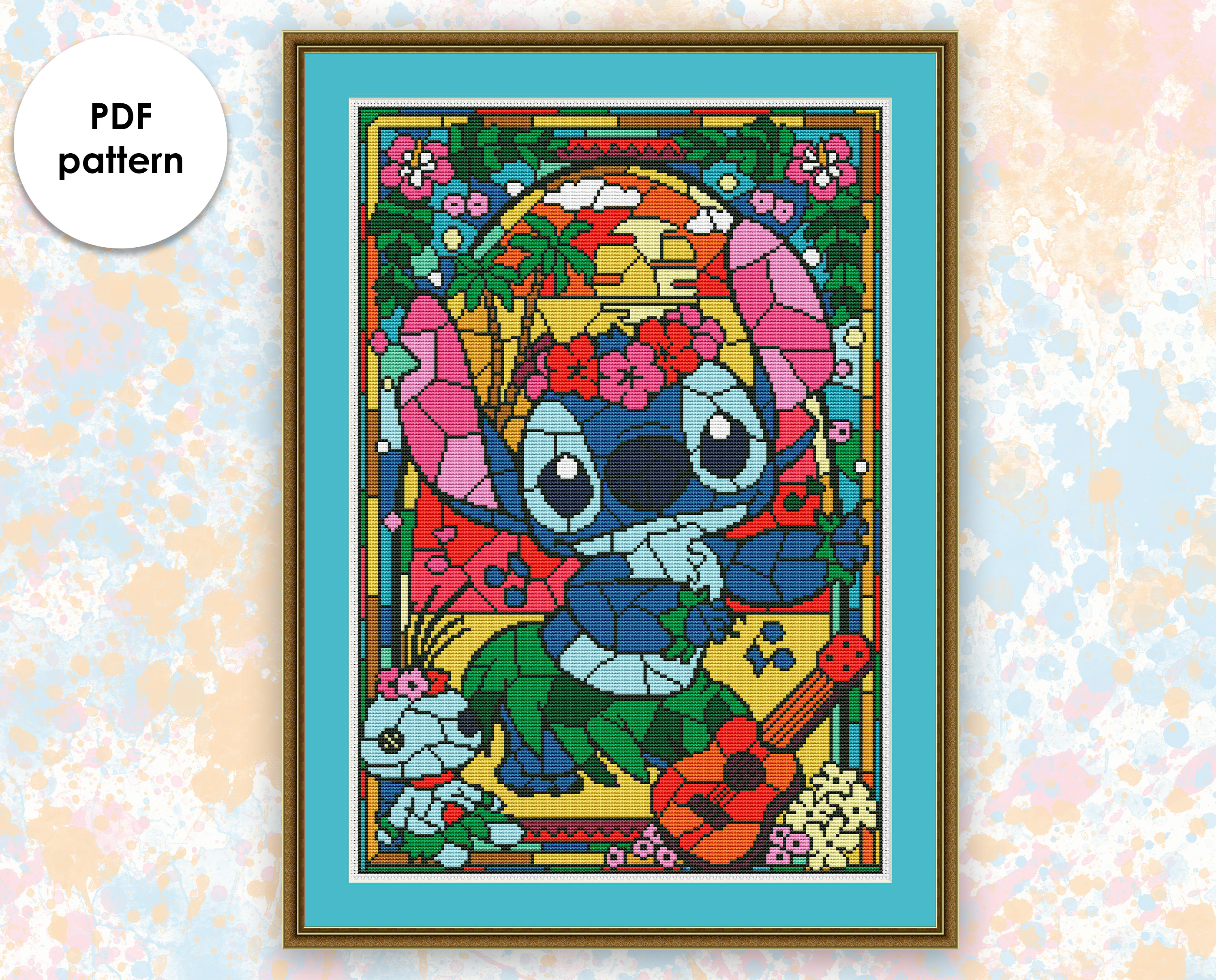 SG001 Stitch - cross stitch pattern in PDF. Stained glass collection. Xstitch chart in digital format. Instant download