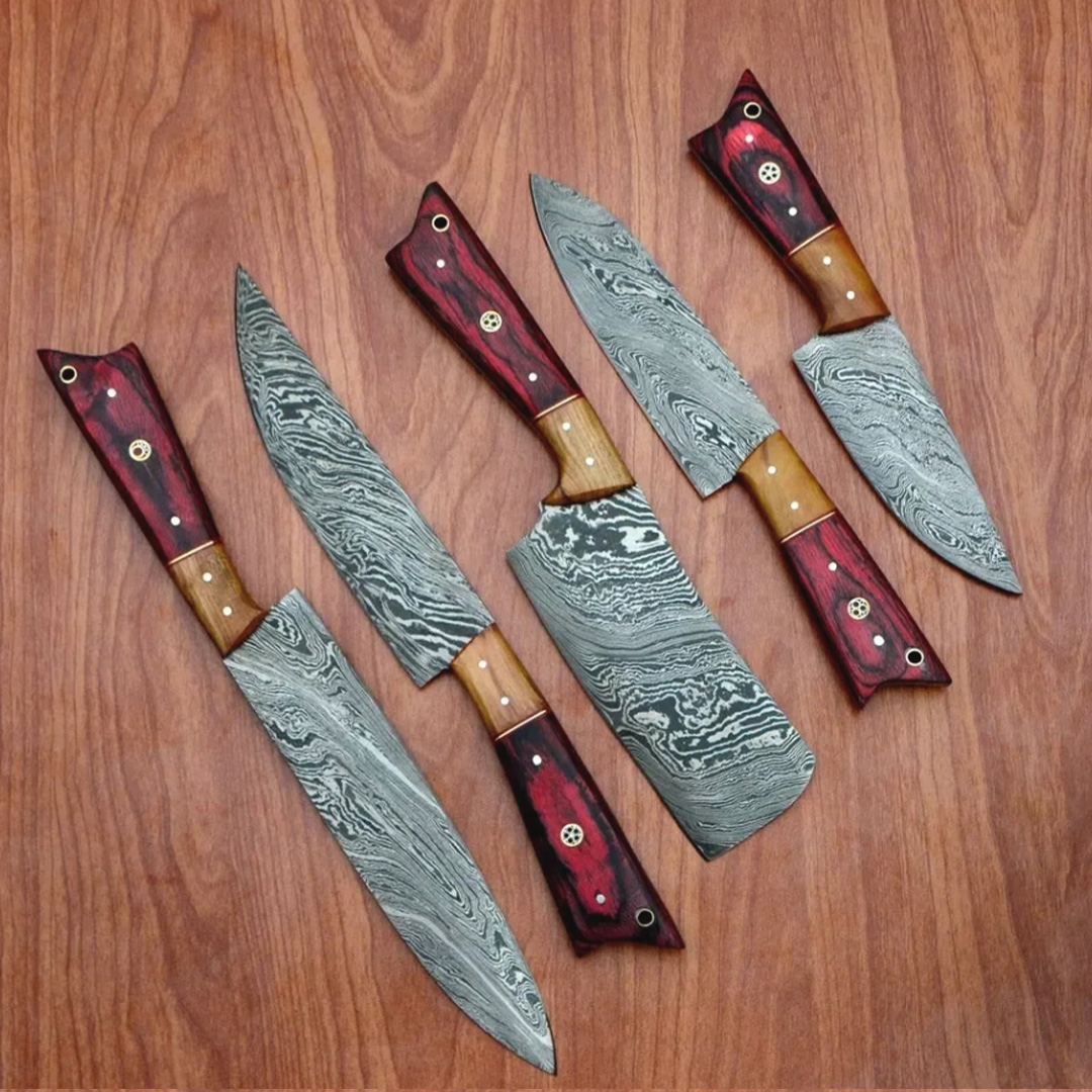 Handmade Damascus Steel Kitchen Knives Set Inspire Uplift