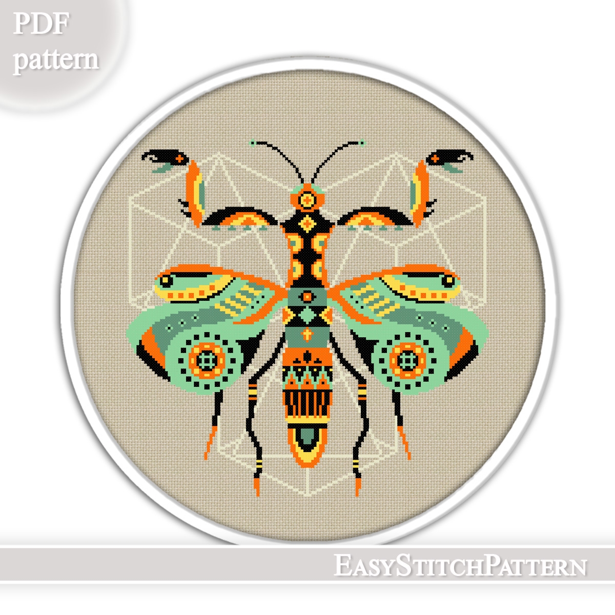 Mantis cross stitch pattern. Insects cross stitch pattern. T Inspire