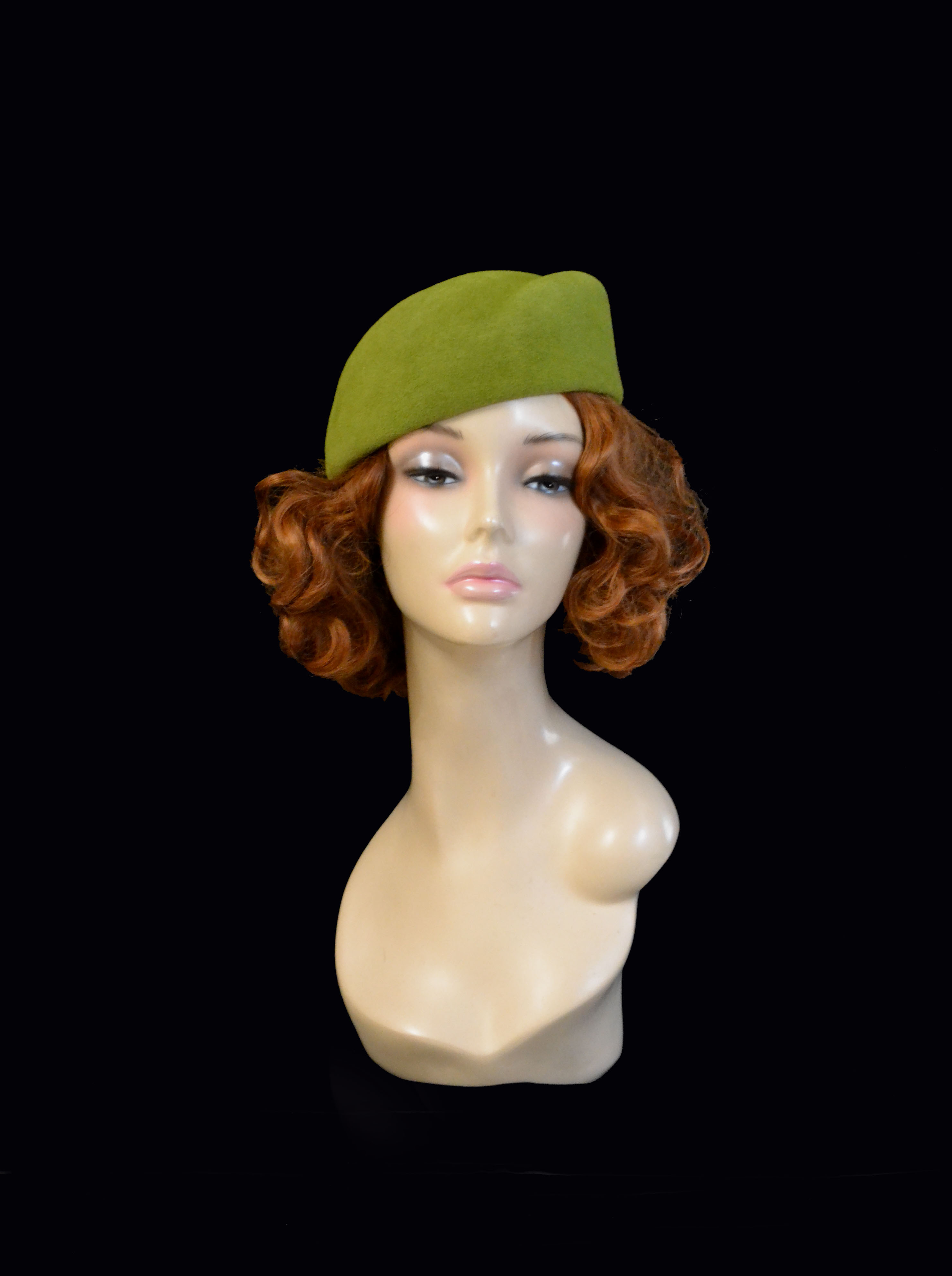 green pillbox hat, green felt hat, formal ha Inspire Uplift