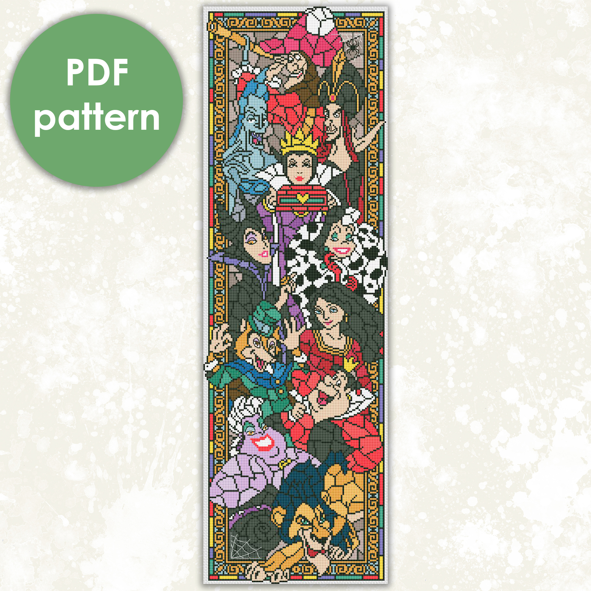 SGL006 Villains - cross stitch pattern in PDF. Stained glass collection. Xstitch chart in digital format