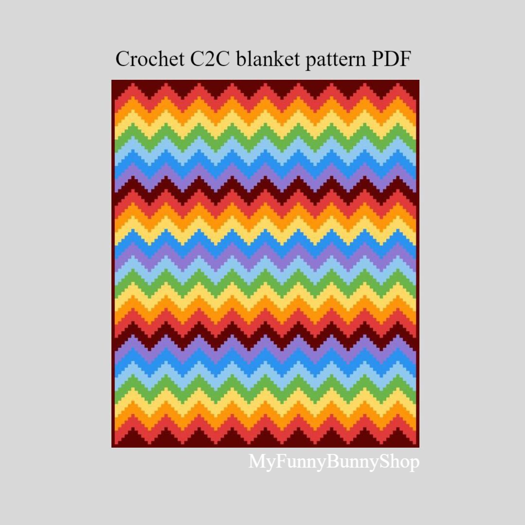 Crochet C2C Zig Zag blanket pattern PDF Inspire Uplift