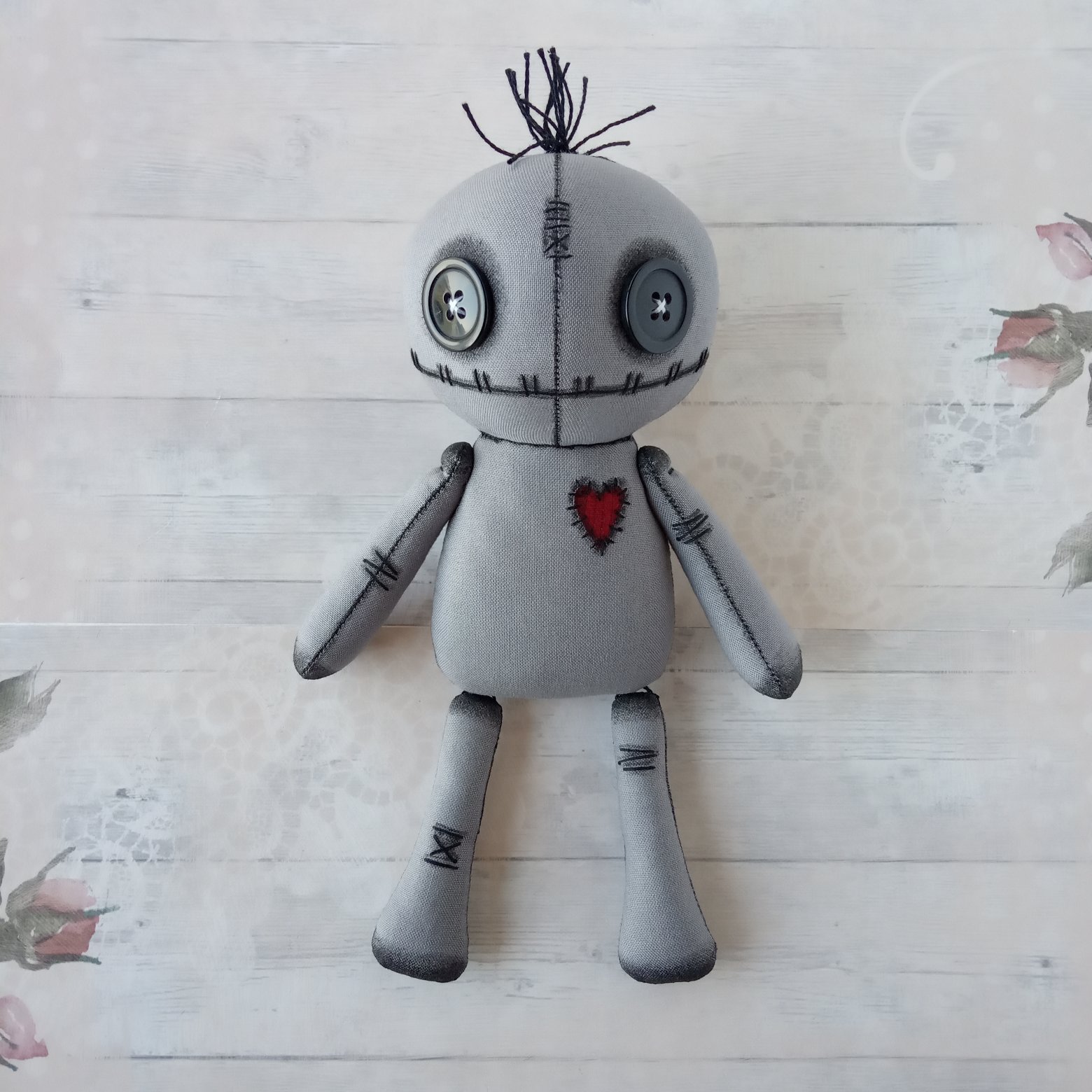 8" Voodoo doll handmade Creepy cute doll Stuffed toy Goth doll Halloween decor Spooky gift for friend