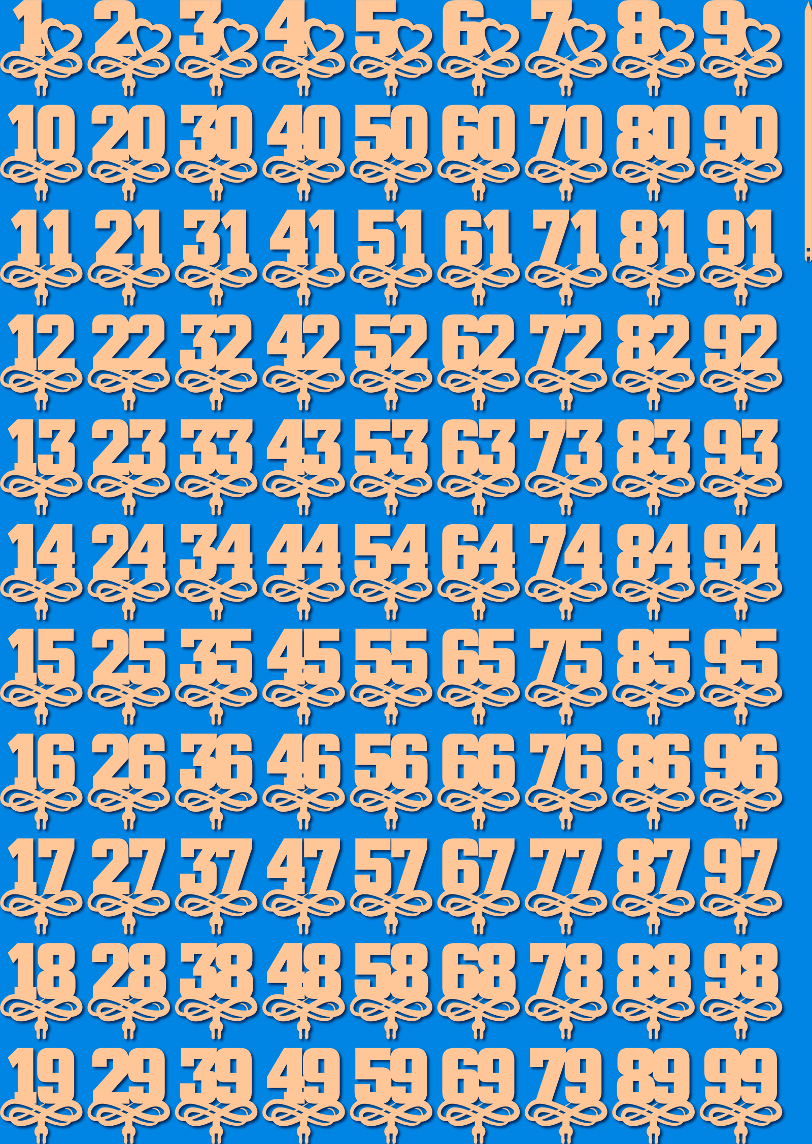 Numbers Topc Toppers numbers from 1 to 99 vector model for laser cut cnc, | Inspire ...