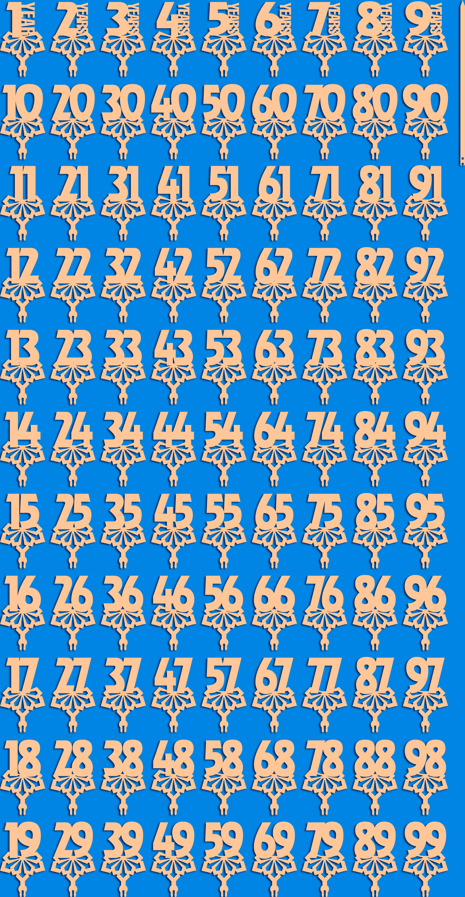 Numbers Topc Toppers numbers from 1 to 99 vector model for laser cut cnc, | Inspire ...