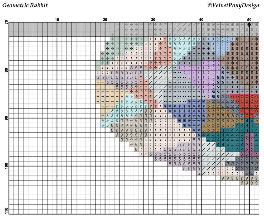 Rabbit Grid Pattern Geometric Rabbit Cross Stitch Pattern - Inspire Uplift