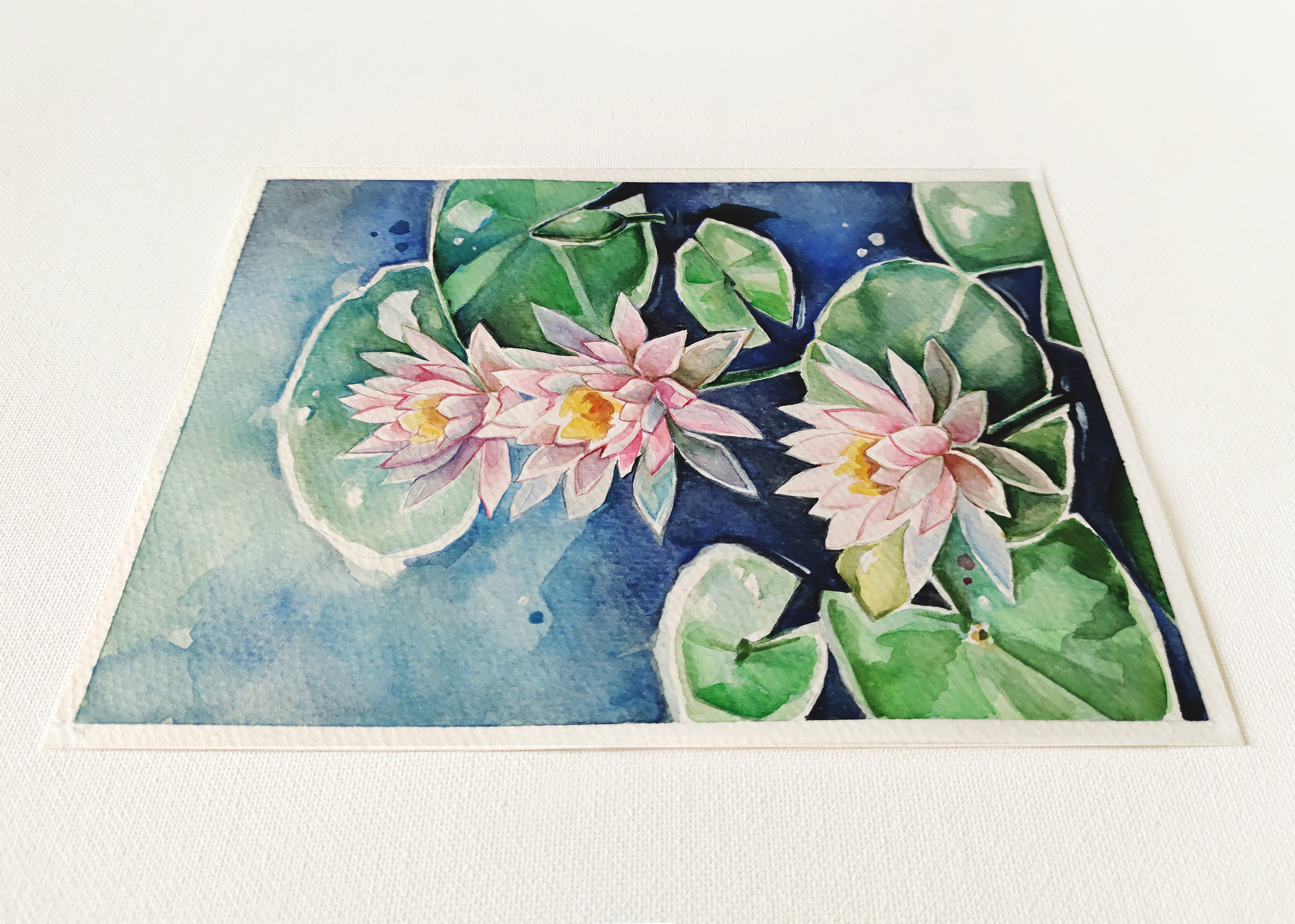 Water lily painting lotus art watercolor original painting - Inspire Uplift