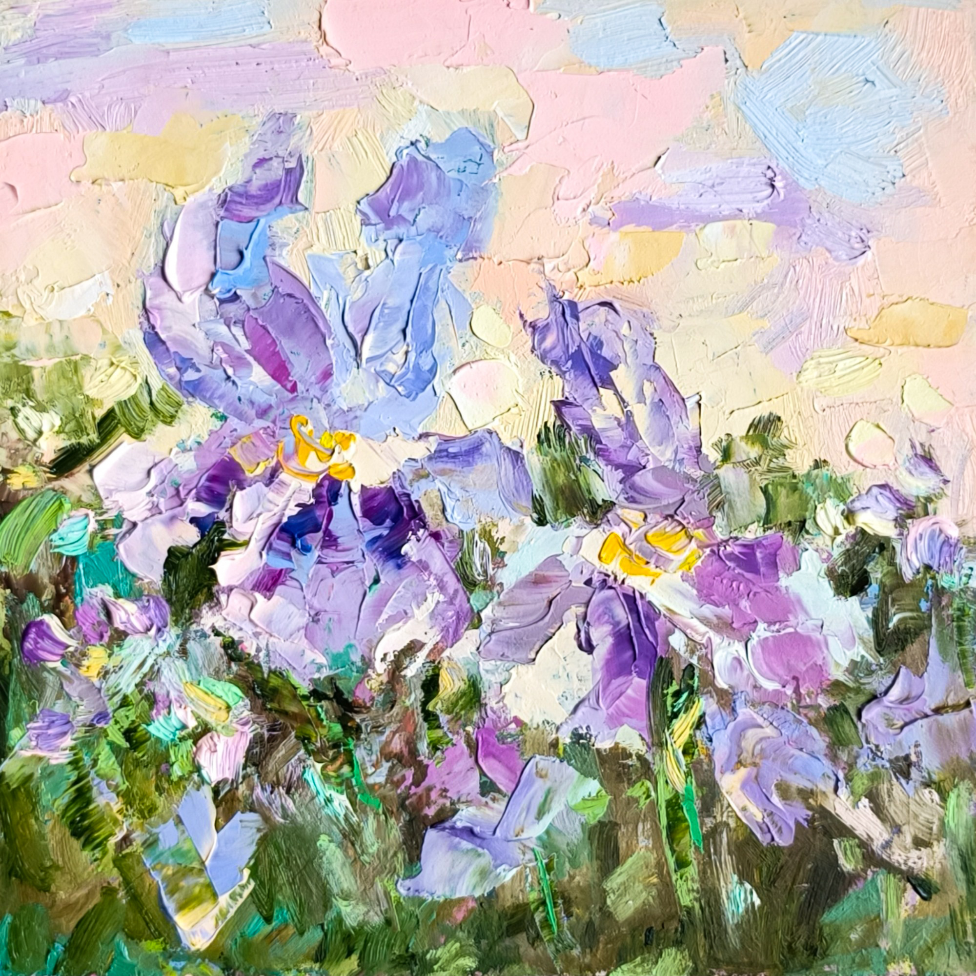 Iris Painting Garden Original Art Floral Oil Painting Flower - Inspire ...