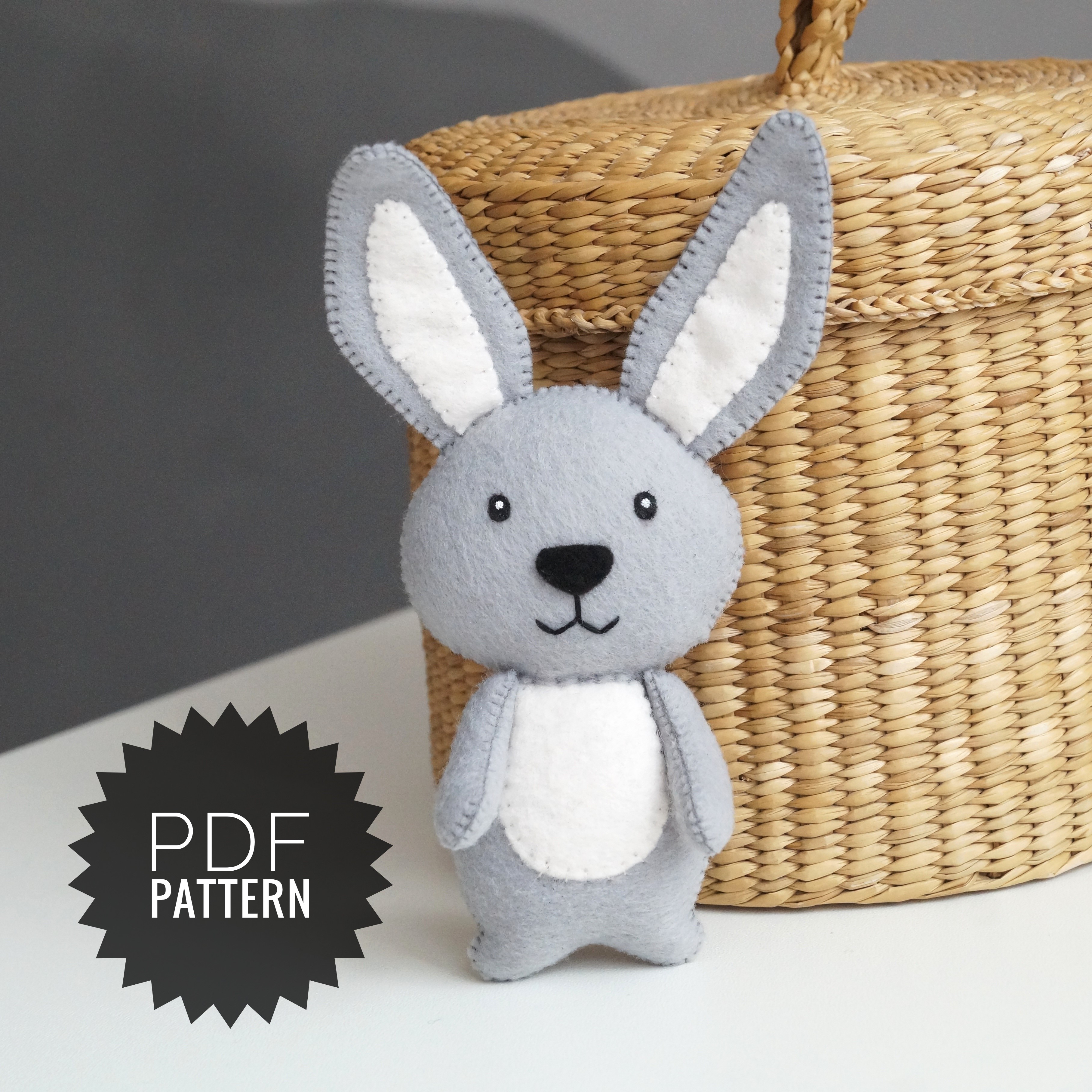 Woodland felt toys rabbit pattern, sewing bunny hare ornamen - Inspire ...
