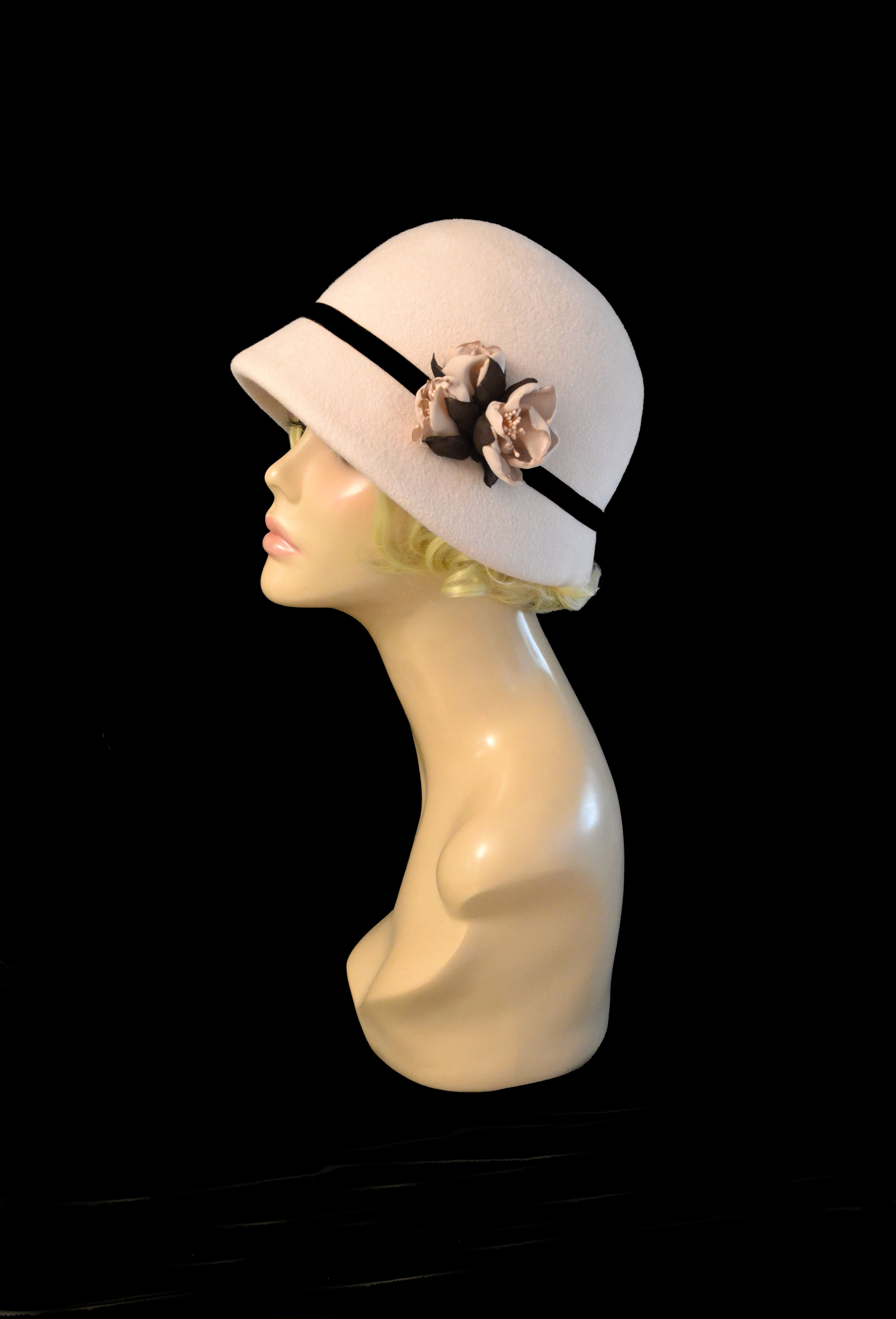 MADE TO ORDER . cream cloche hat, 1920s style hat, winter ha Inspire