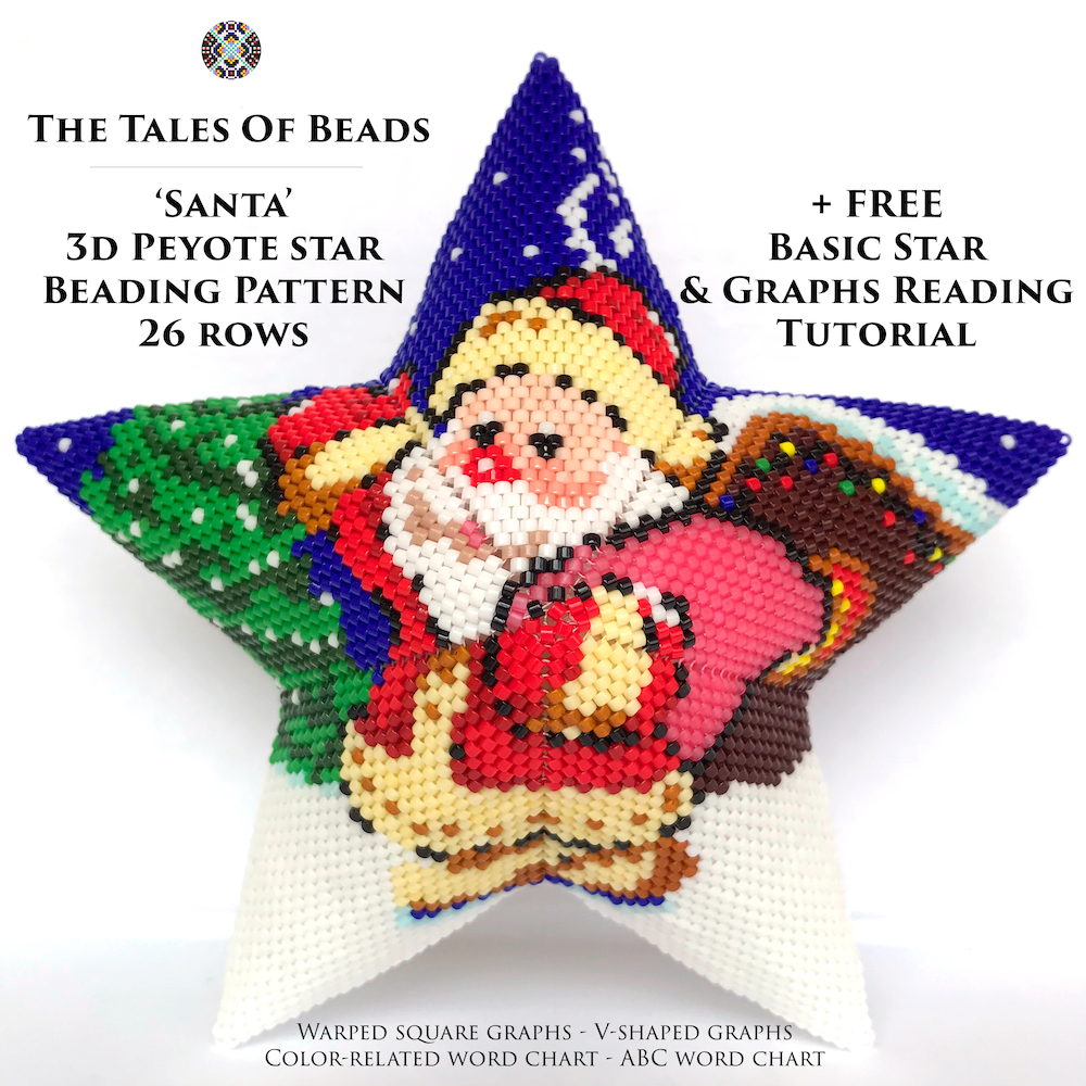 Autumn Fox 3D Peyote Star Pattern | Double-Sided Christmas Ornament PDF