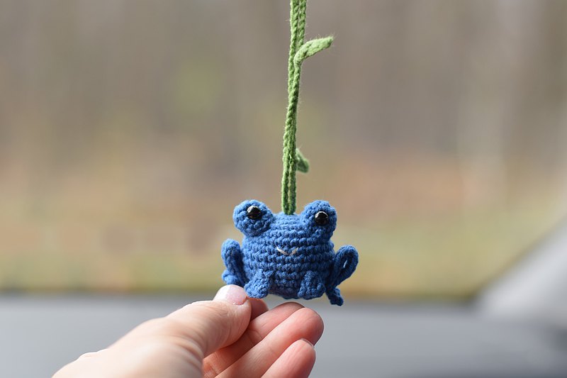 cyan frog car charm