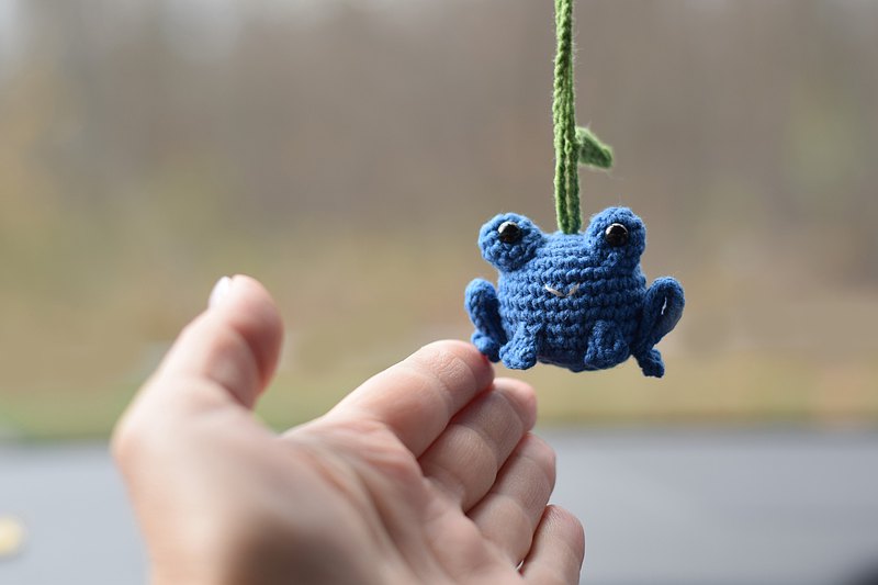 blue frog car charm