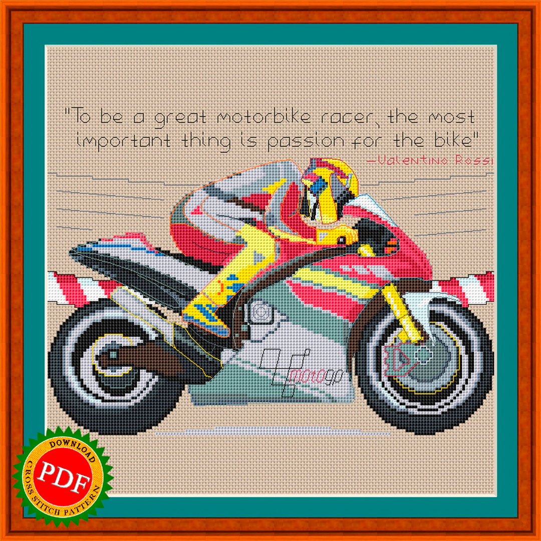 Motosport Cross Stitch Pattern - Inspire Uplift