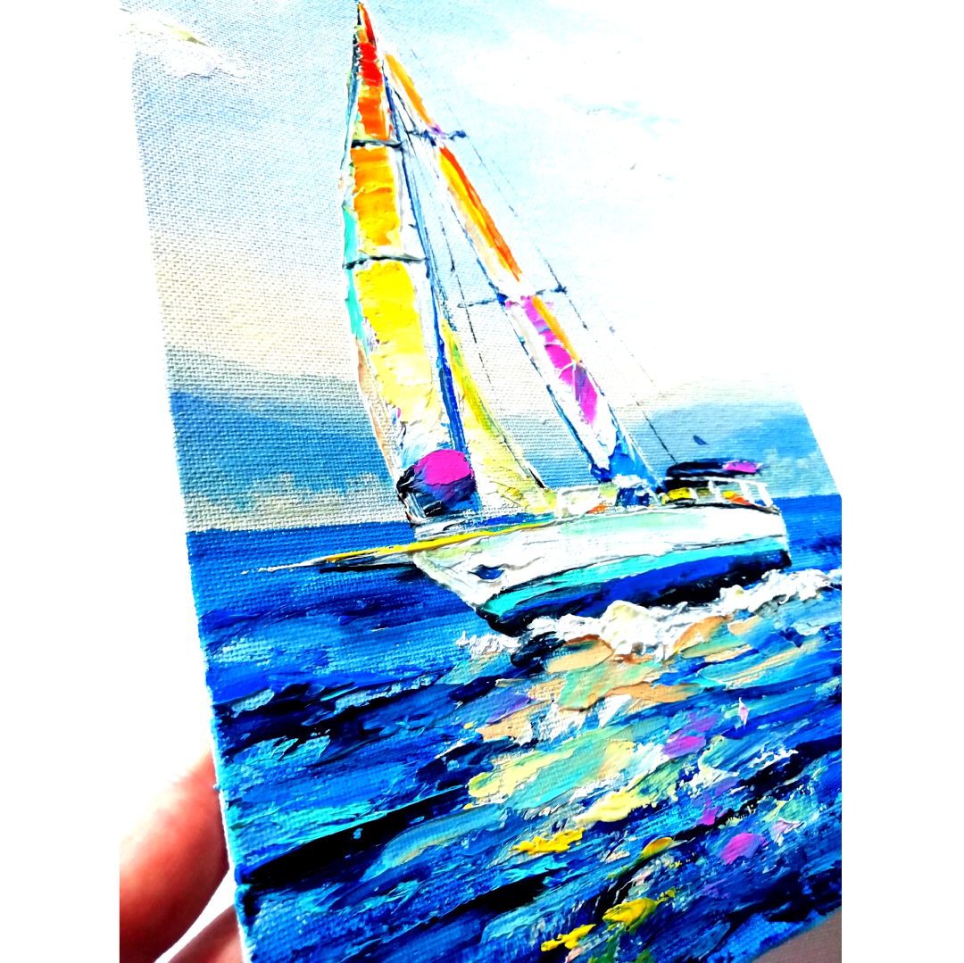 Sailboat Painting Miami Beach Original Art Seascape Wall Art Inspire