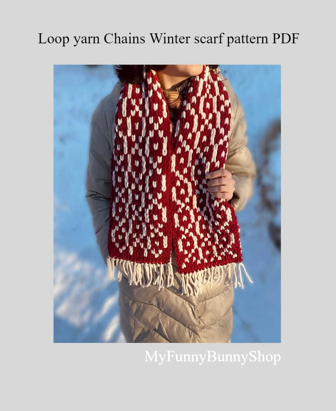 Loop yarn Chains Winter scarf pattern PDF | Inspire Uplift