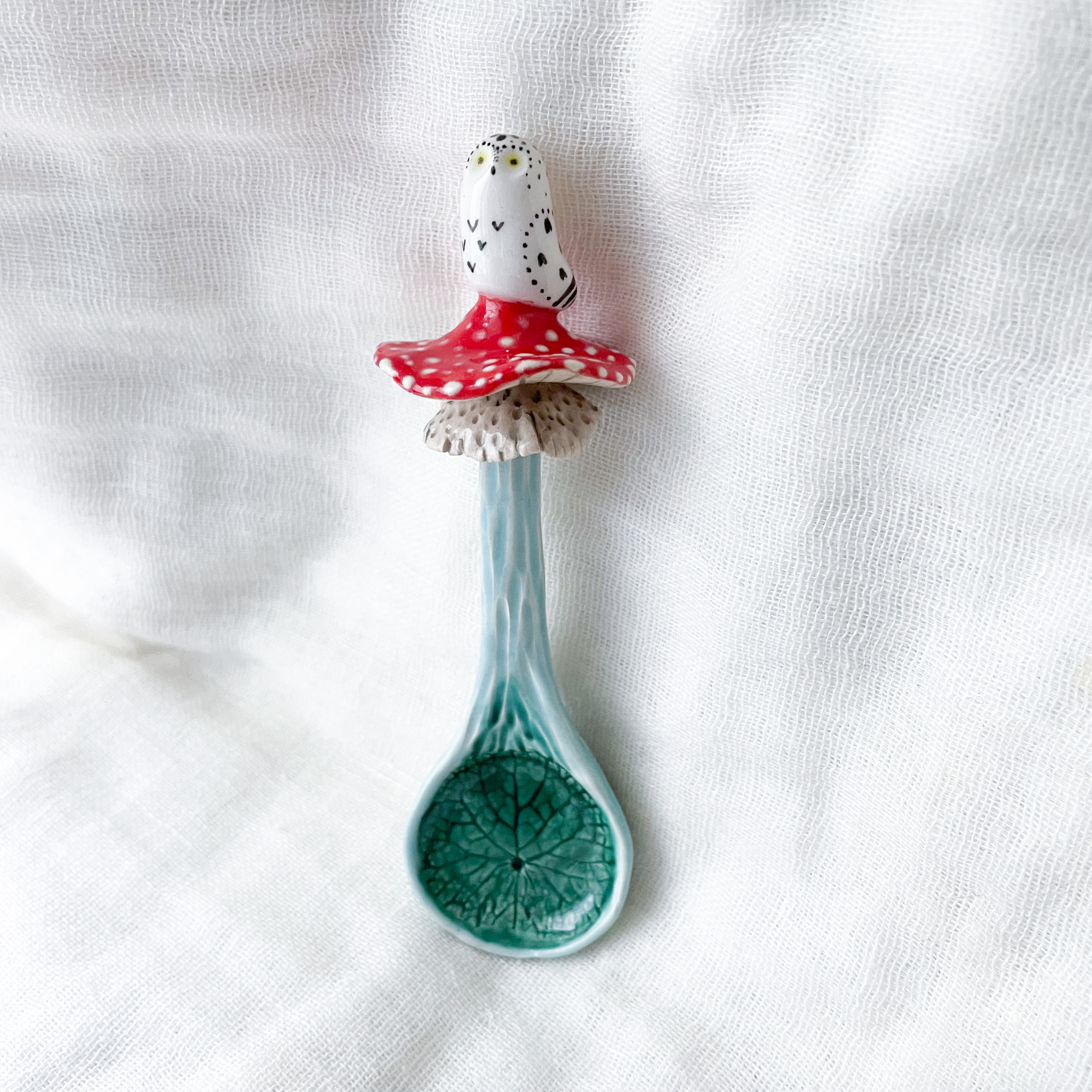 Decorative ceramic spoon Amanita and snowy owl spoon Cottage - Inspire ...