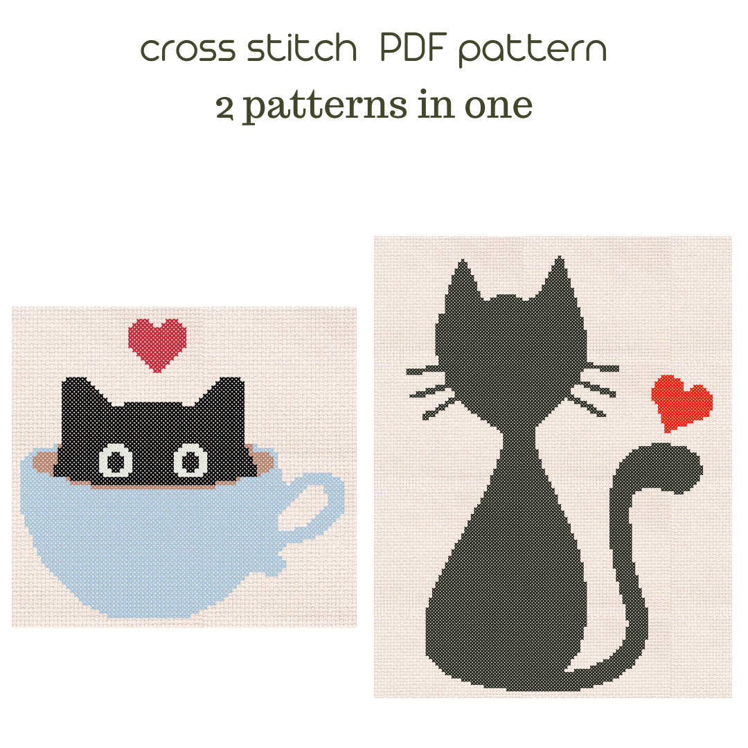 Cat cross stitch PDF pattern Set of pattern Kids xstitch /67 Inspire