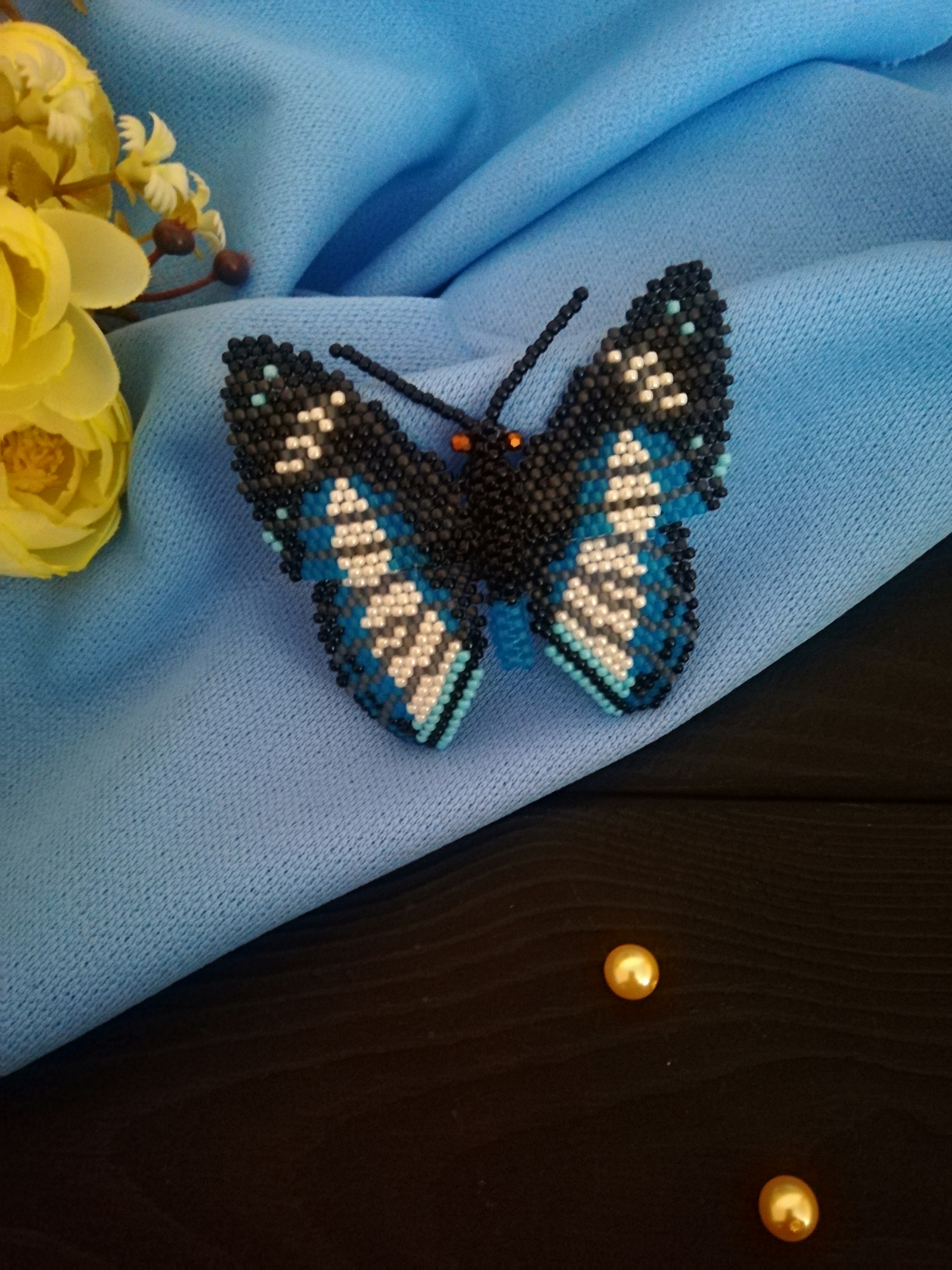 Bead Butterfly Brooch, Insect Brooch Inspire Uplift