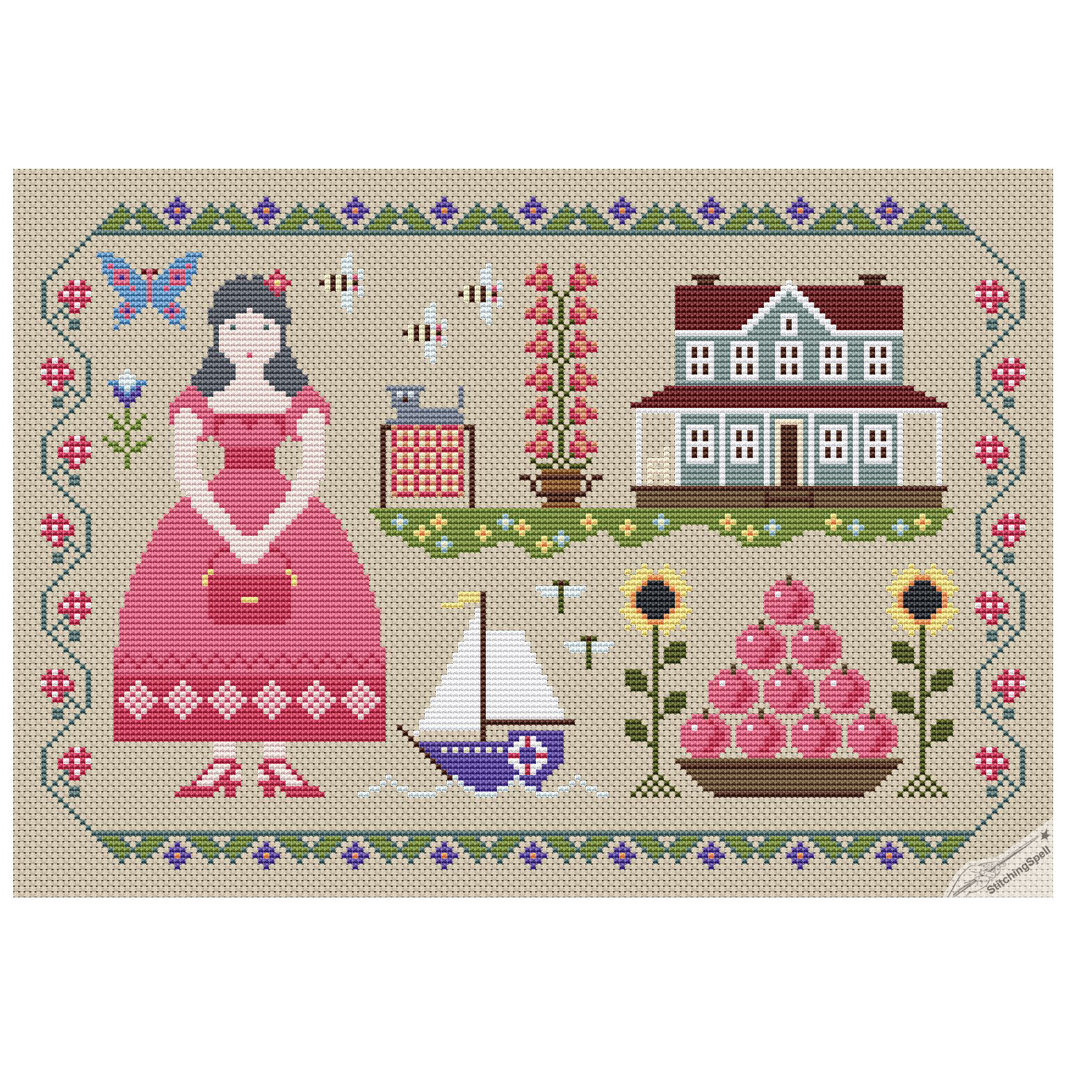 Summer Season Cross Stitch Pattern Modern Folk Embroidery 2 - Inspire ...