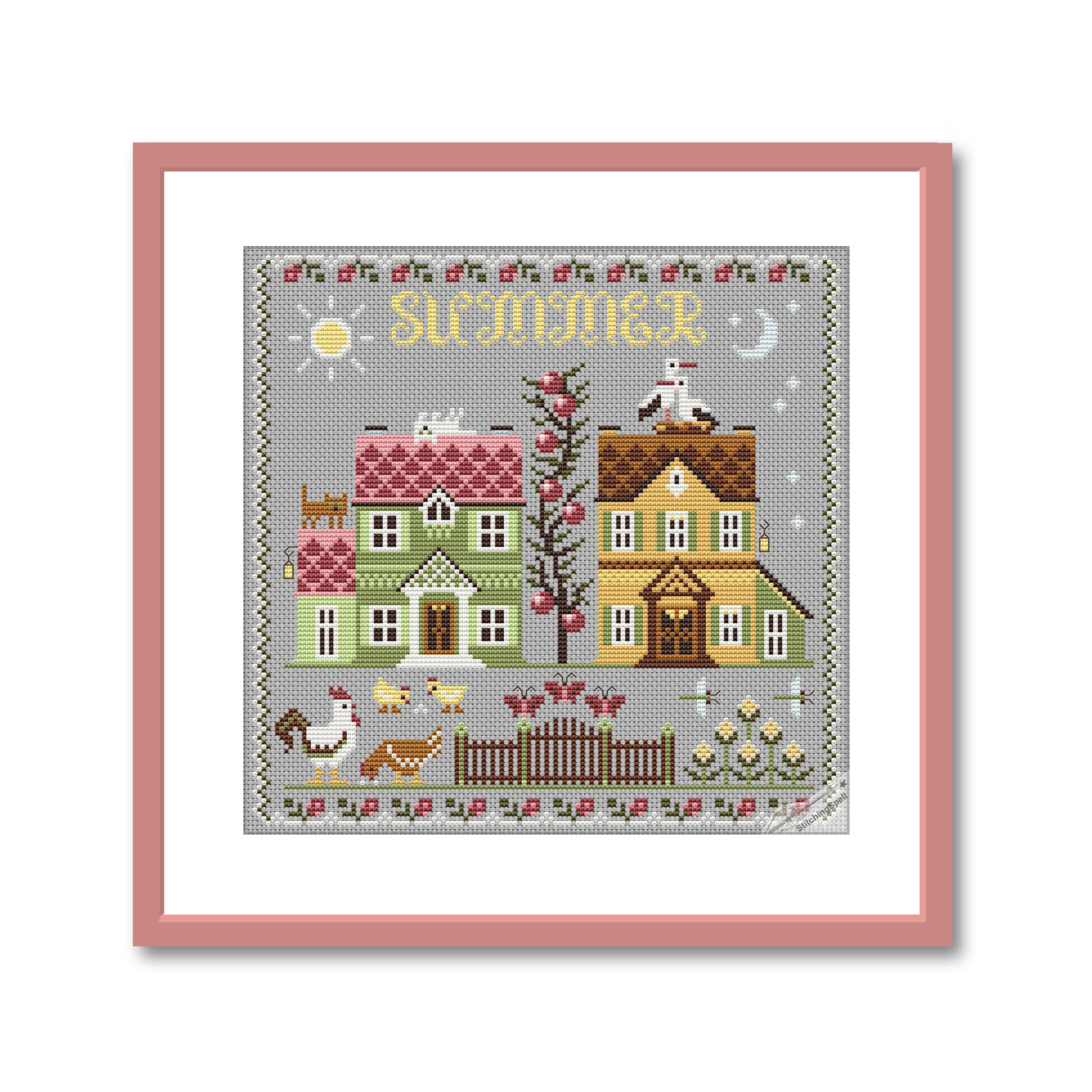 Summer Season Cross Stitch Pattern Modern Folk Embroidery | Inspire Uplift