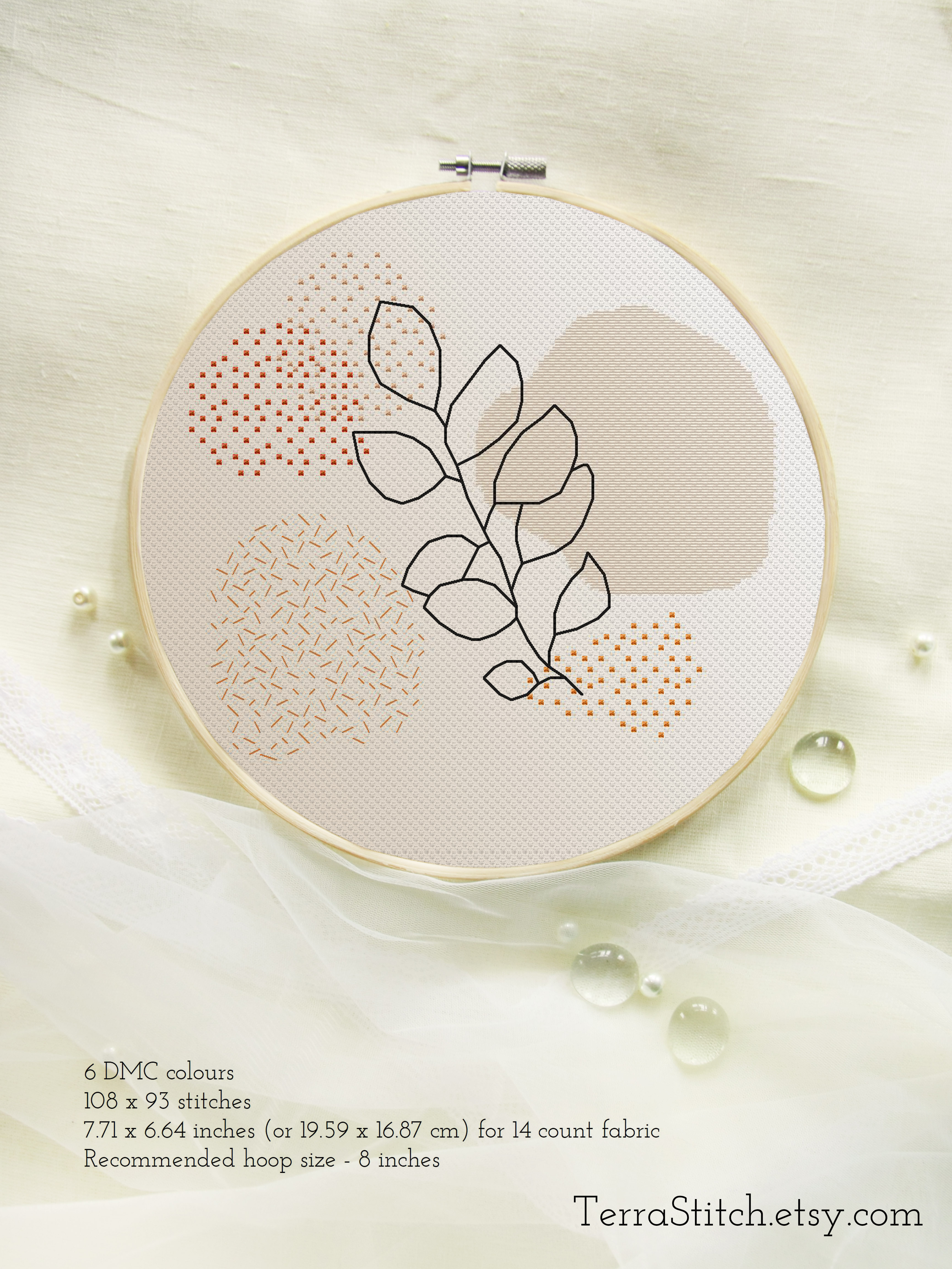 Botanical cross stitch pattern Modern cross stitch PDF Abstr - Inspire ...