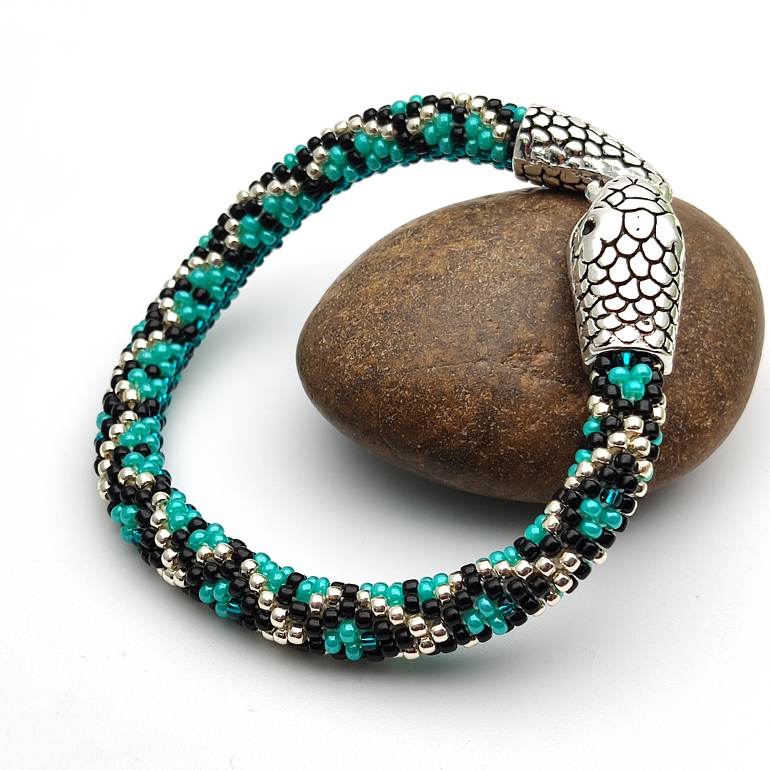 Snake bracelet for women, Turquoise beaded bracelet, Handmad Inspire Uplift