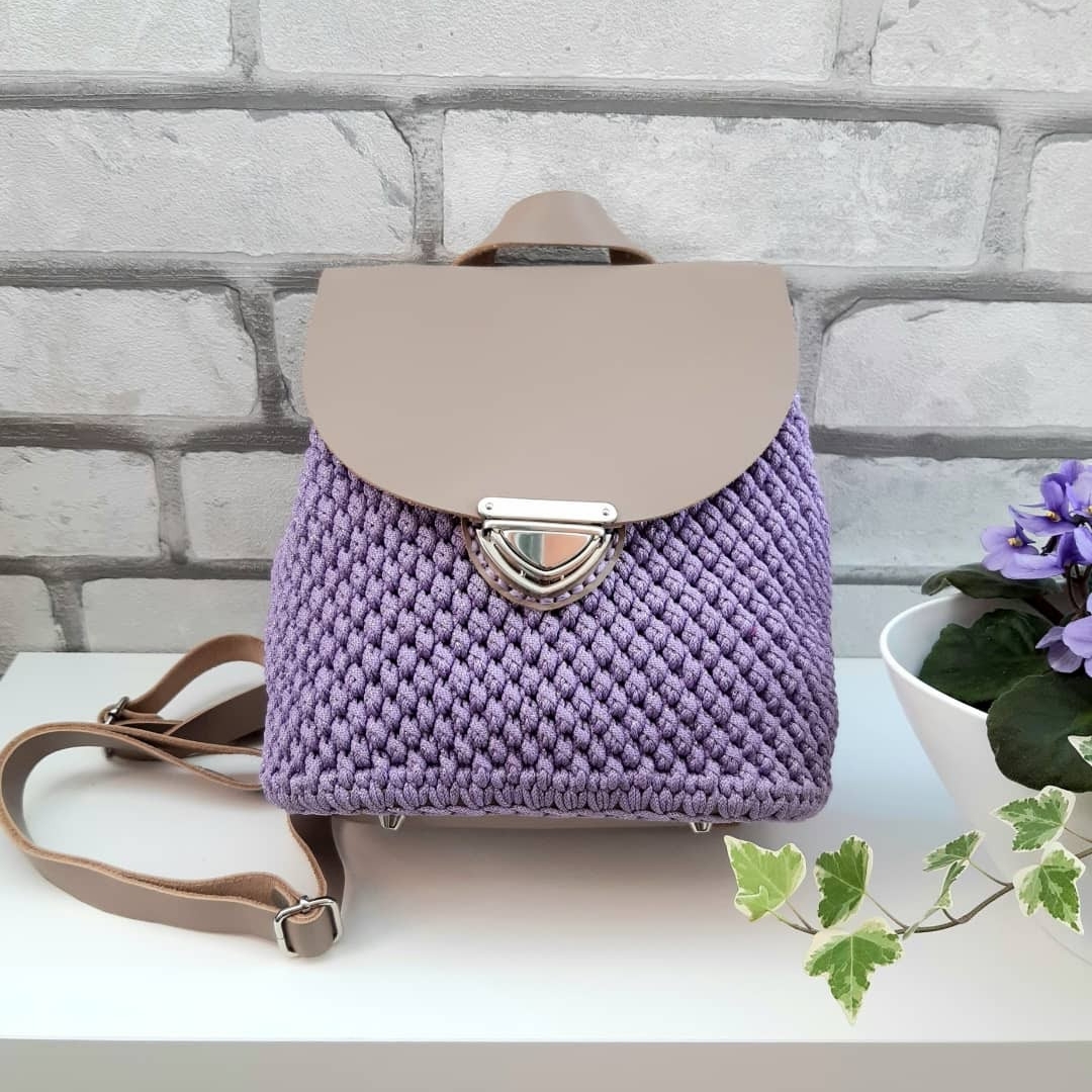 Mini backpack with leather accents Birthday gift for girls Inspire Uplift