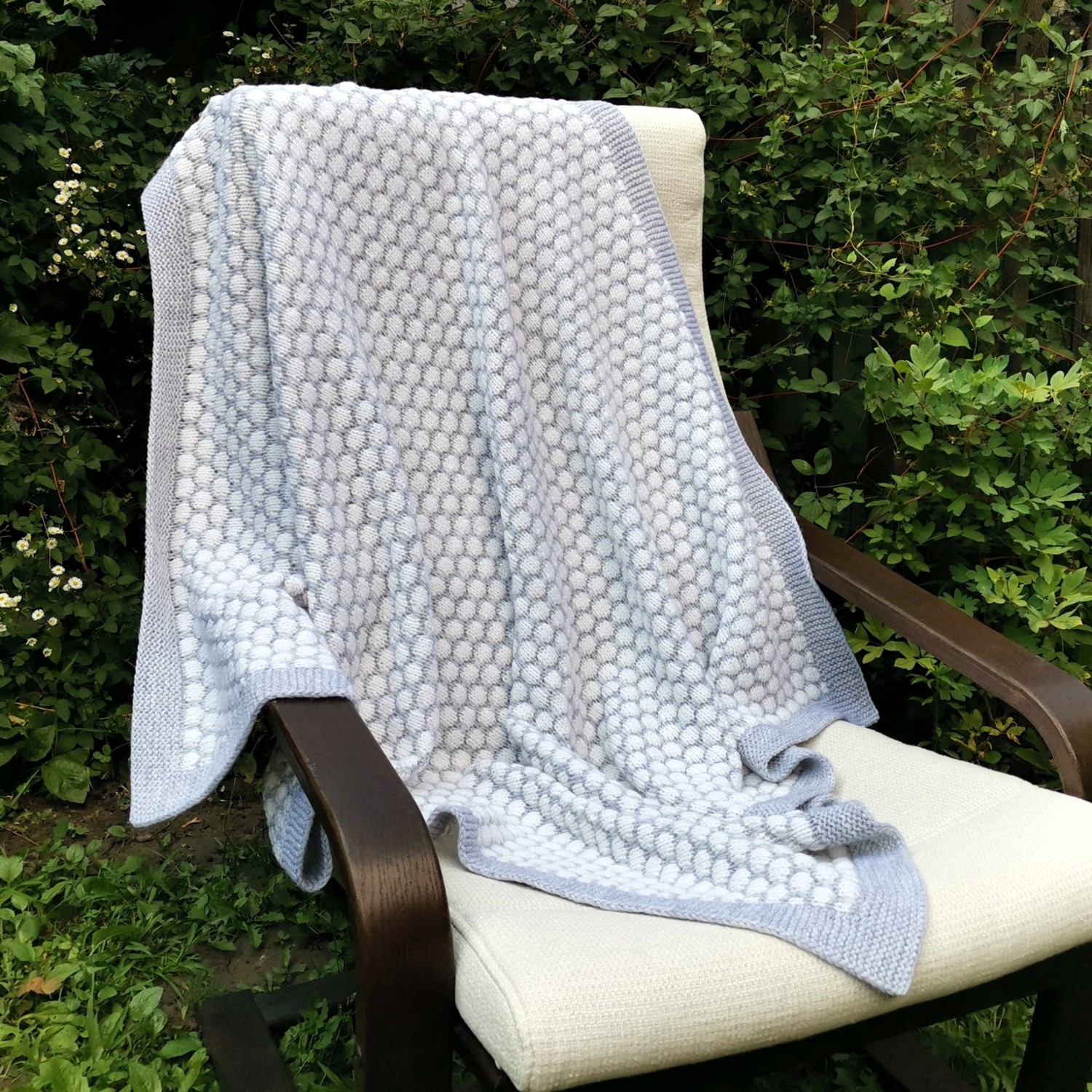 Handknitted baby blanket, wool plaid for baby crib Inspire Uplift
