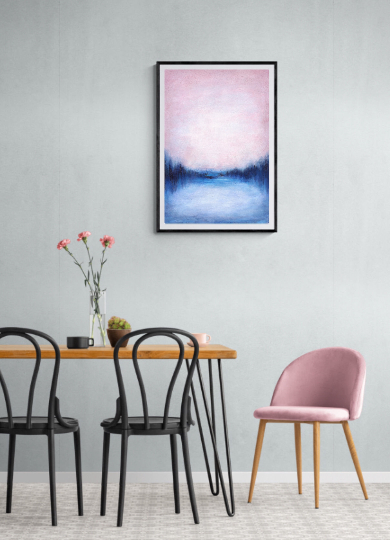 Pink Wall art, Pink and Blue wall art, Soft wall art, Pink P Inspire