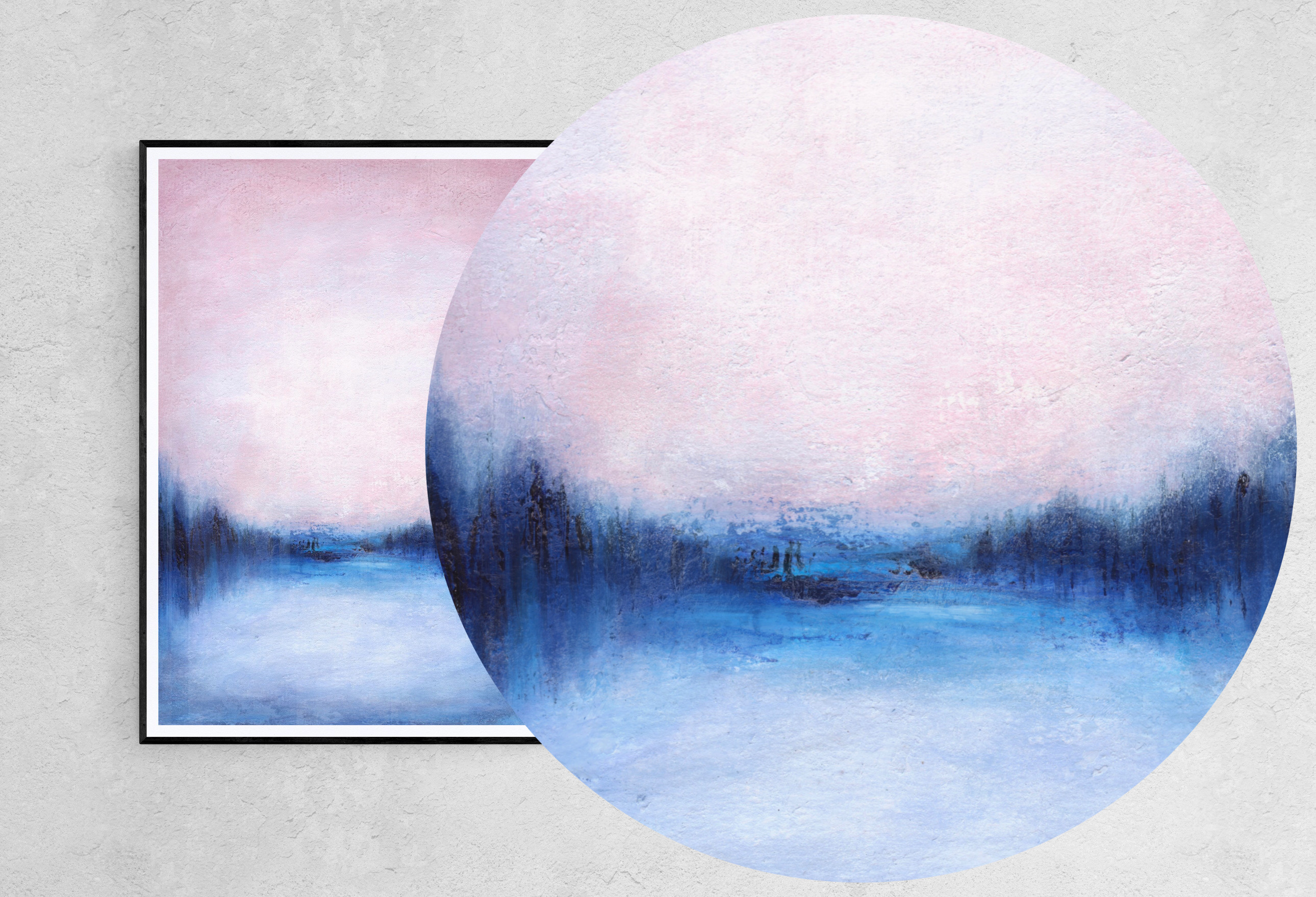 Pink Wall art, Pink and Blue wall art, Soft wall art, Pink P Inspire Uplift