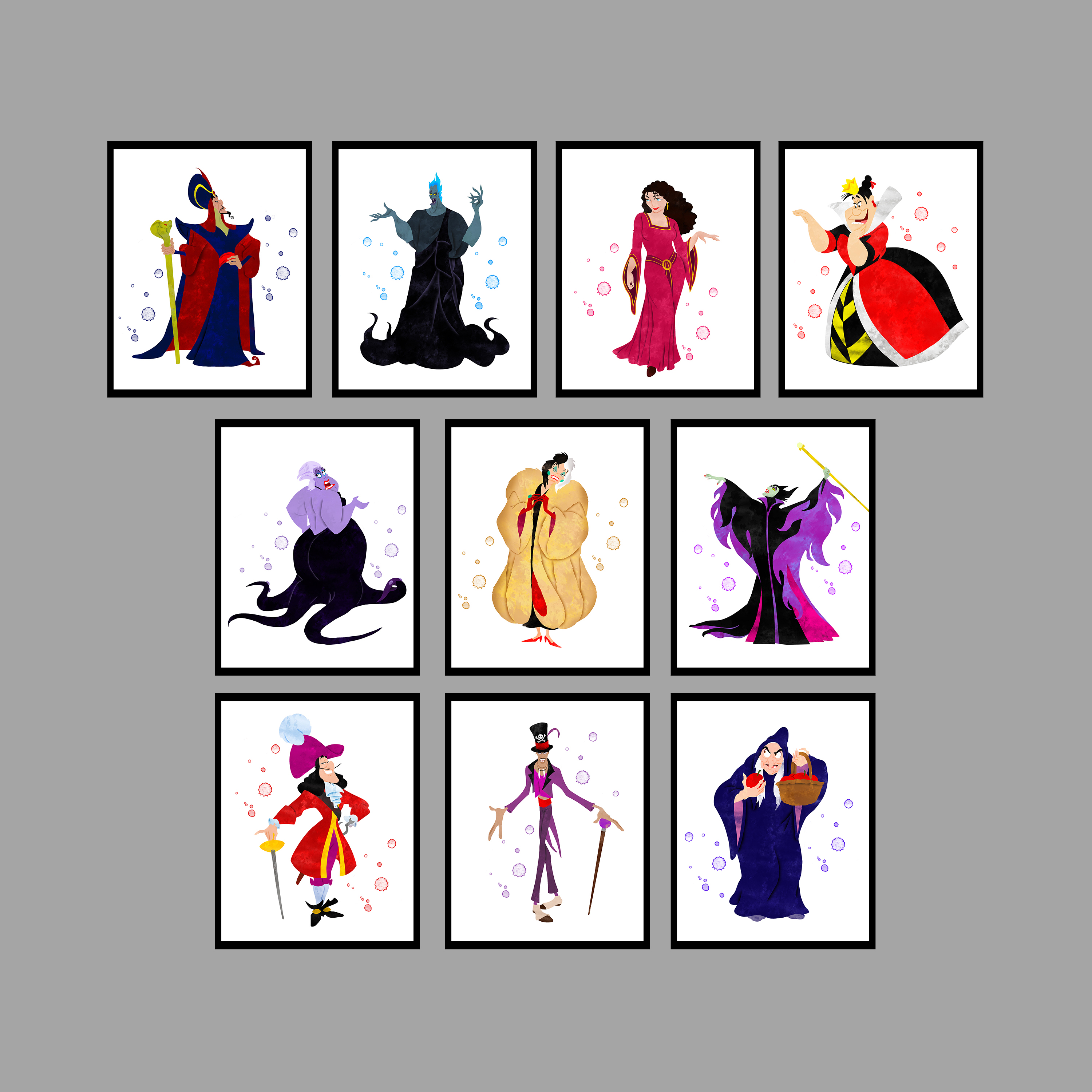Villains Disney Set Art Print Digital Files decor nursery - Inspire Uplift