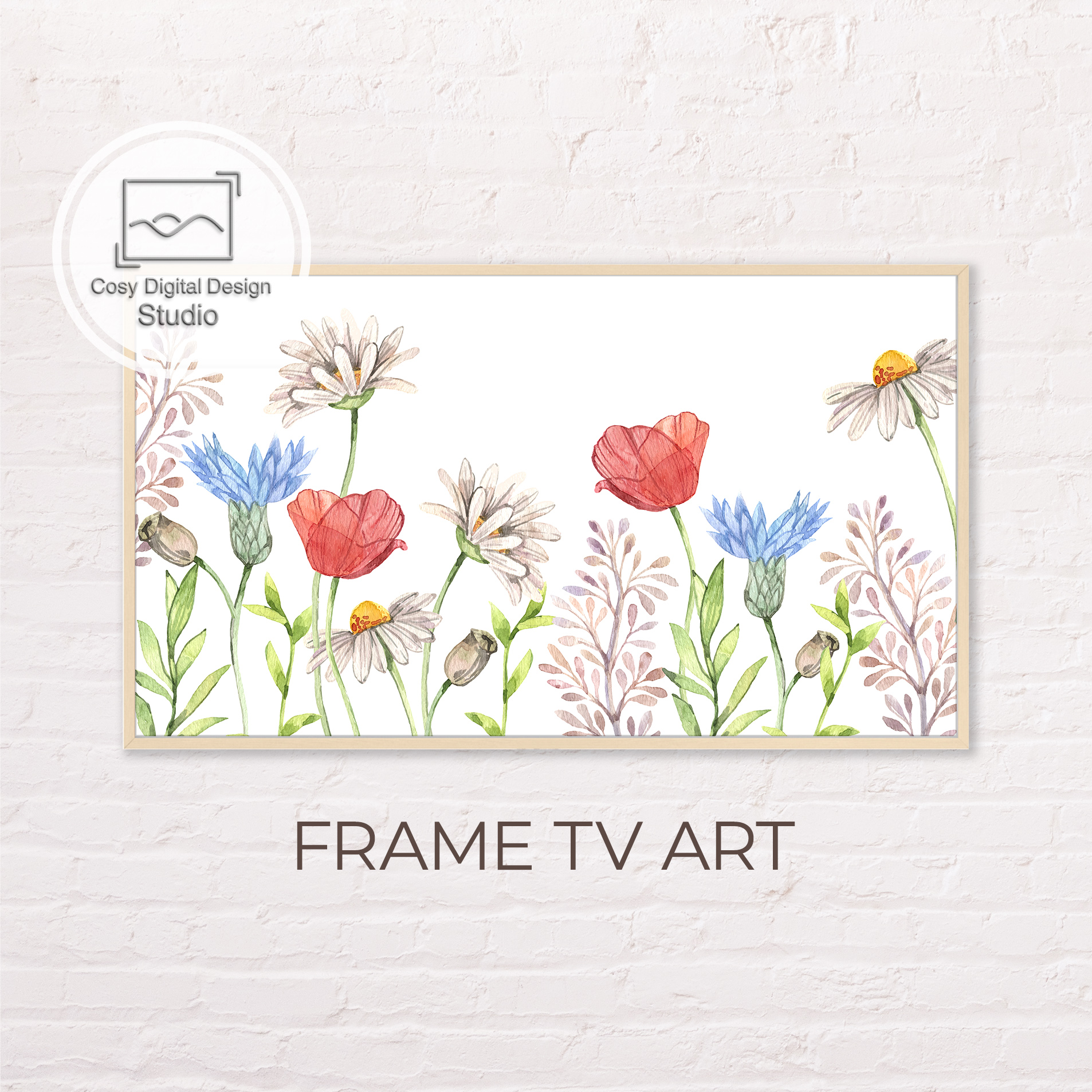 Samsung Frame TV Art Watercolor Flowers Spring Composition Inspire