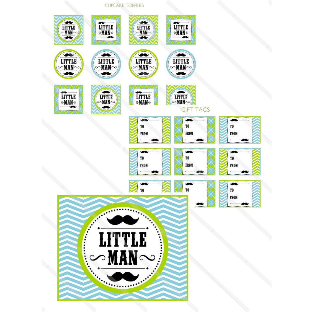 Little Man Birthday or Baby Shower Decorations,printable lit - Inspire ...