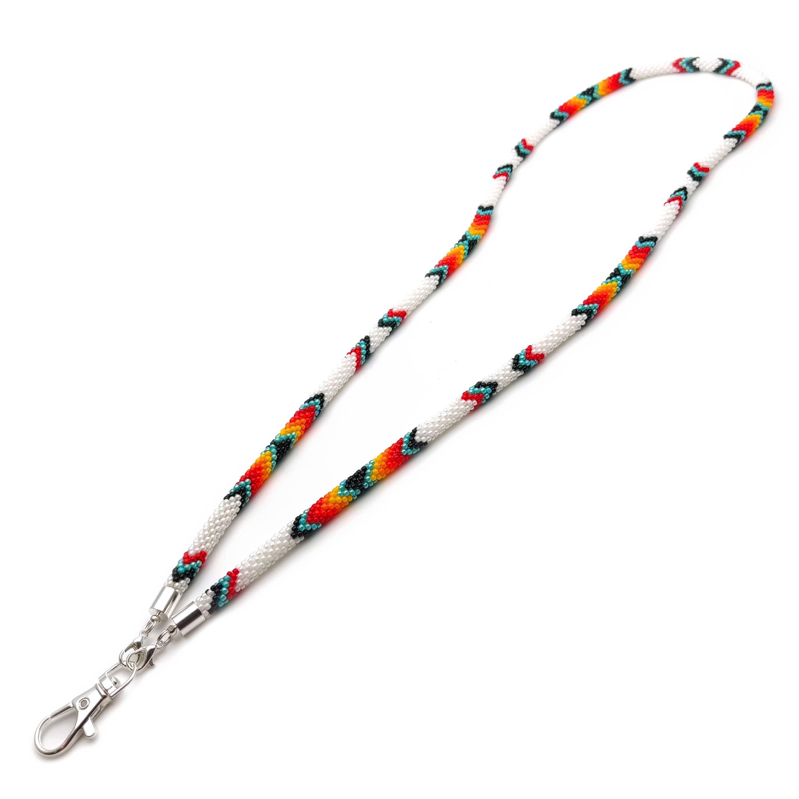 White beaded teacher lanyard Native American style Teacher I Inspire