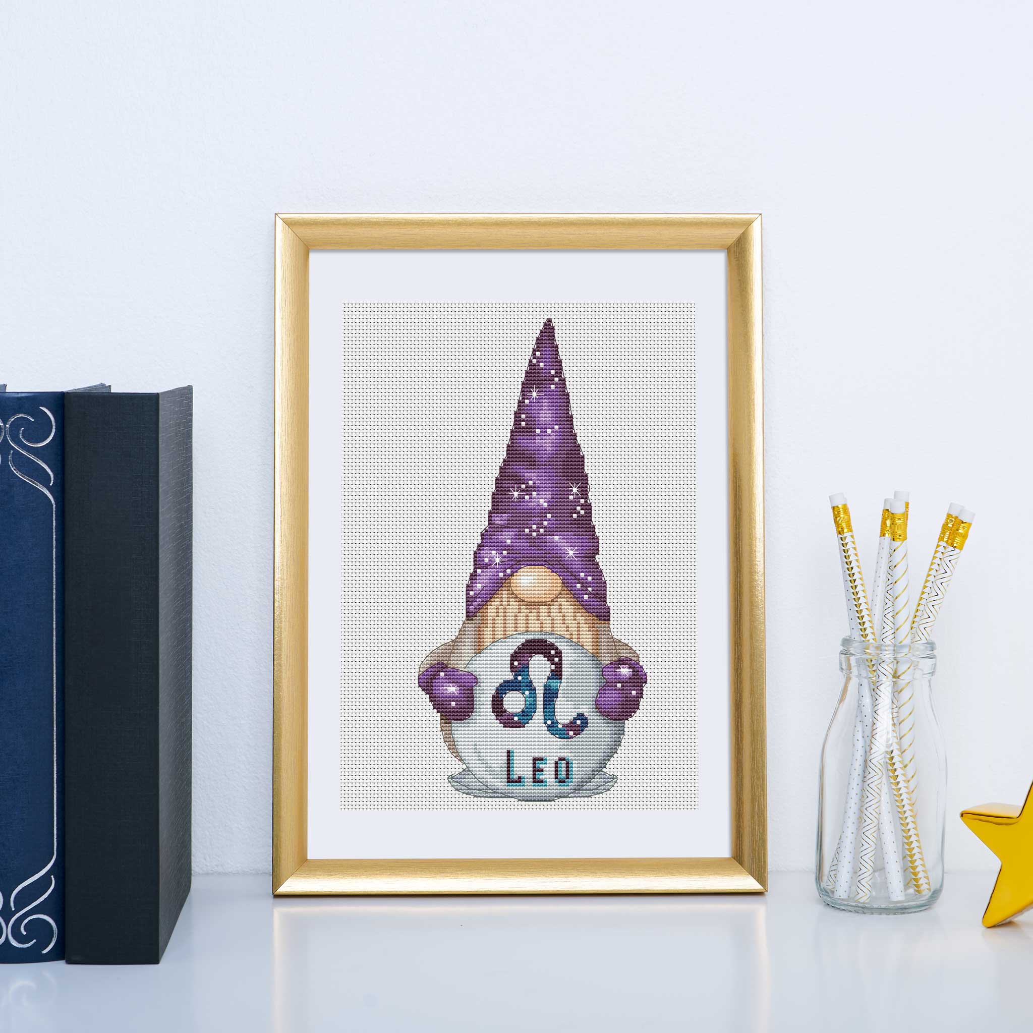 Leo, Cross stitch pattern, Leo cross stitch, Astrology cross Inspire