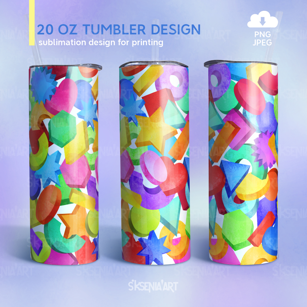 20oz Skinny Tumbler Sublimation Designs with rainbow geometr Inspire