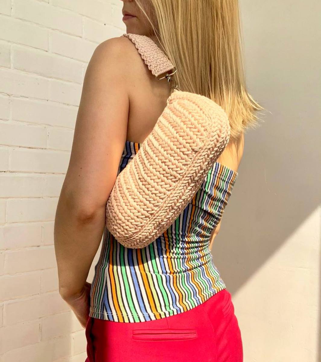 Crochet baguette bag Shoulder bag with chain Crochet Patte Inspire