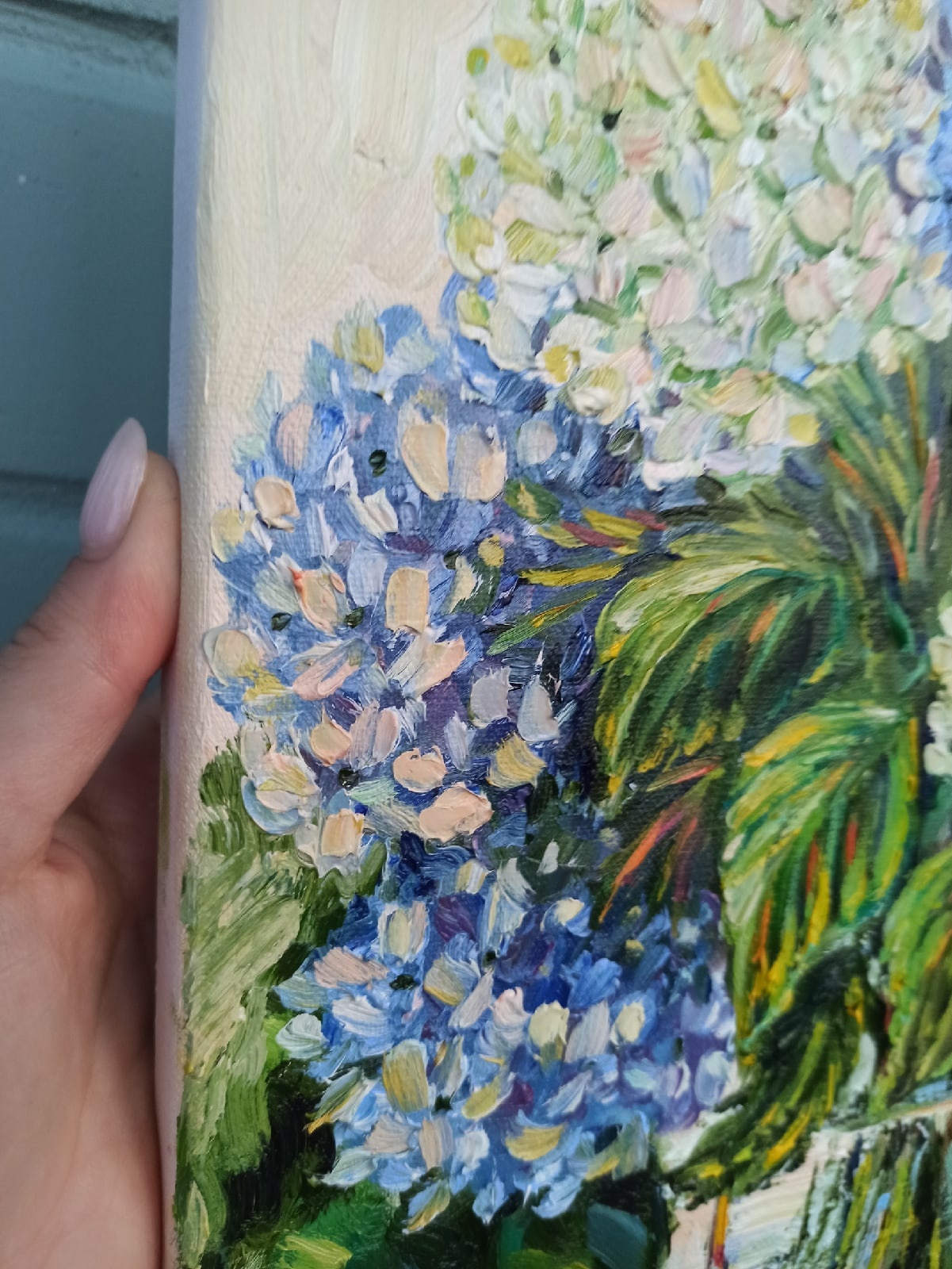 Hydrangea Oil Painting Original Art Flower Artwork Impasto W - Inspire ...