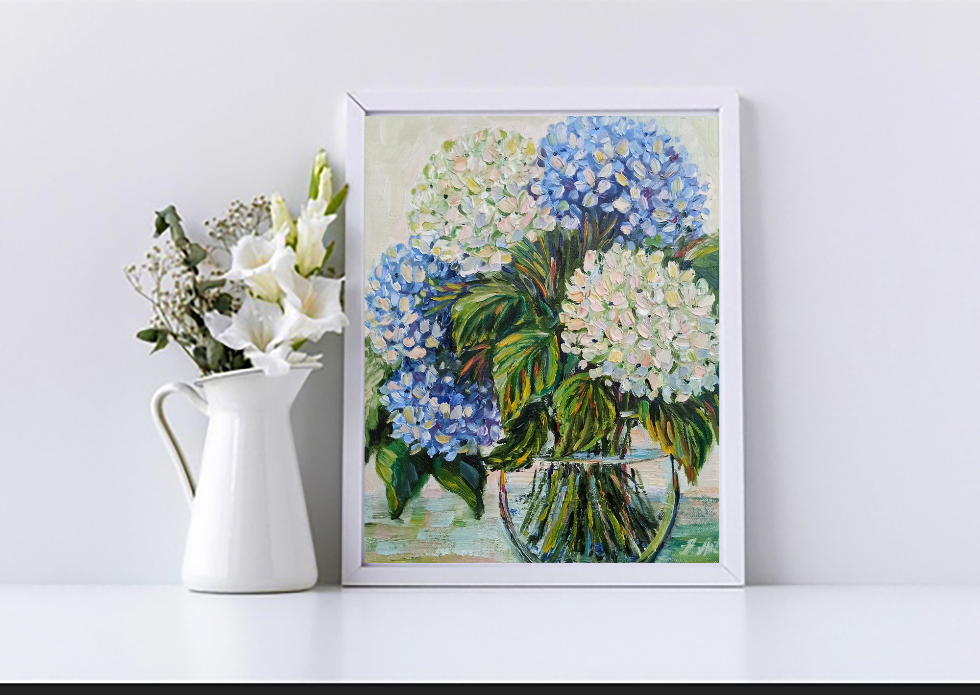 Hydrangea Oil Painting Original Art Flower Artwork Impasto W - Inspire ...