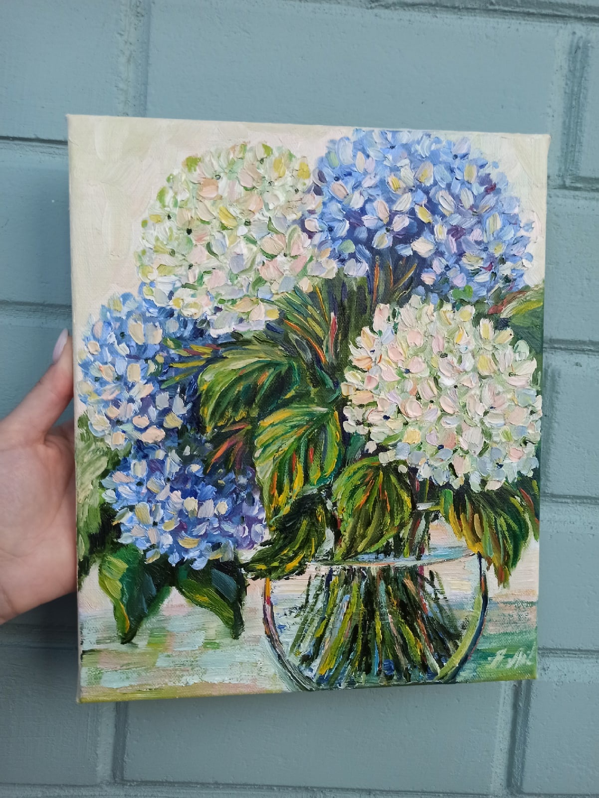Hydrangea Oil Painting Original Art Flower Artwork Impasto W - Inspire ...