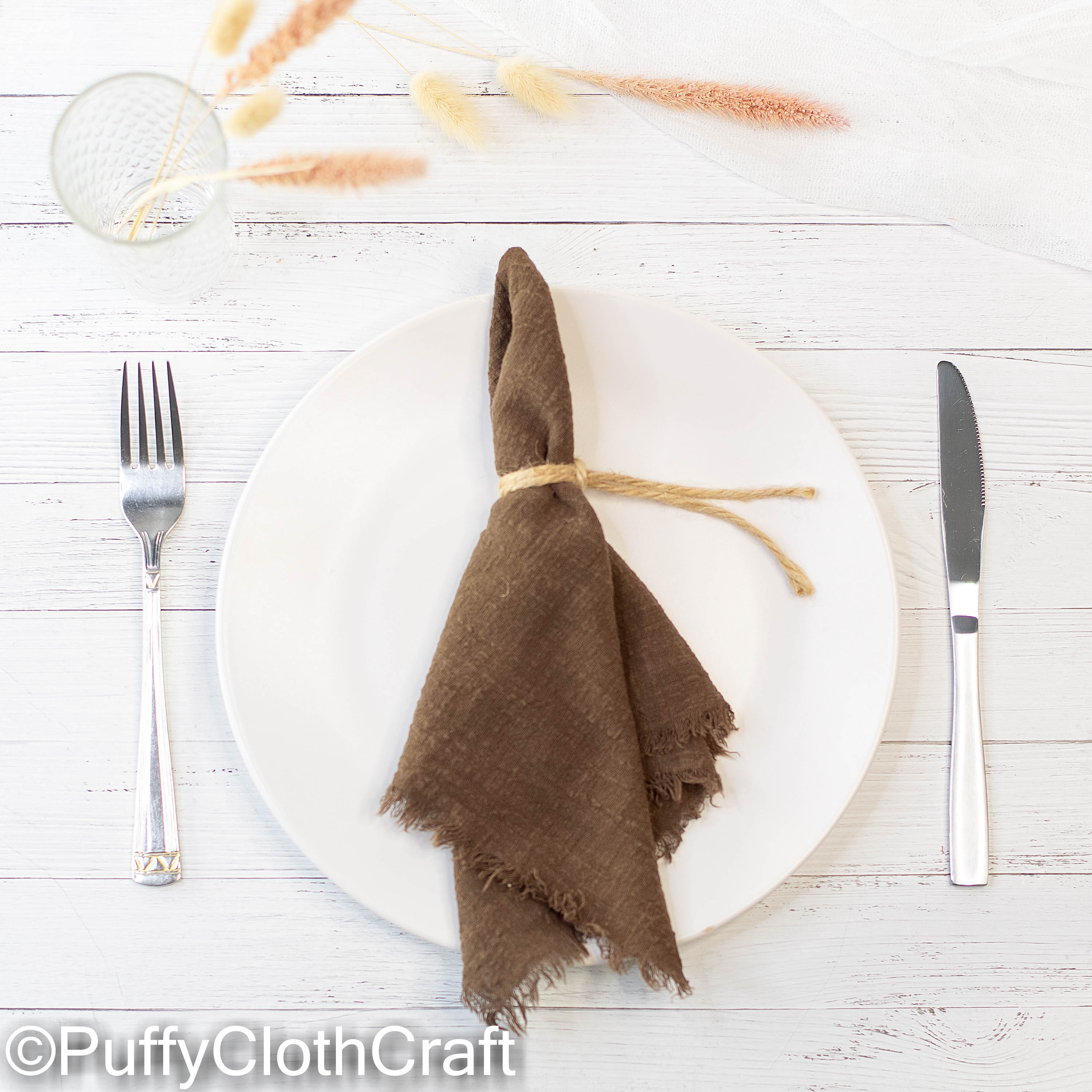 Brown gauze wedding napkins set, cinnamon cheesecloth napkin Inspire