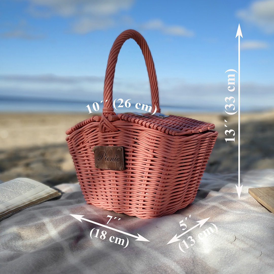 Pink personalized picnic basket with lids for girl Small wi Inspire