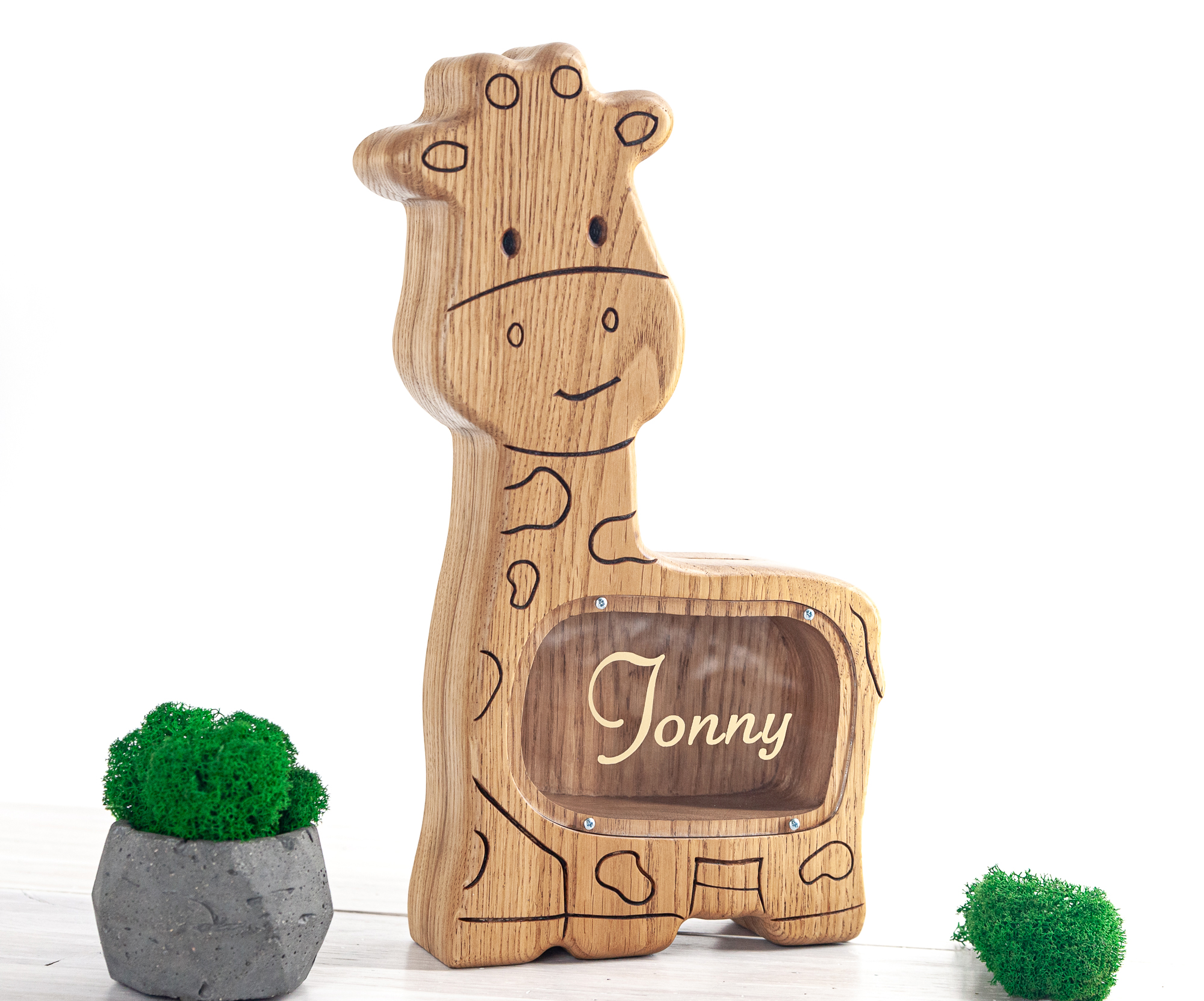 Wooden Giraffe piggy bank custom, christmas gift for kids Inspire Uplift