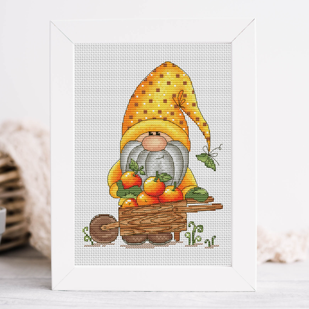 Gnome cross stitch pattern PDF, garden gnome, summer cross s Inspire Uplift